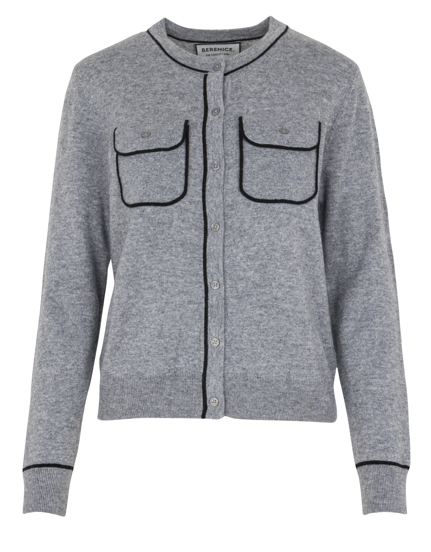 Gerade geschnittene Strickweste mit Rundhalsausschnitt aus Wolle und Kaschmir BERENICE Grau