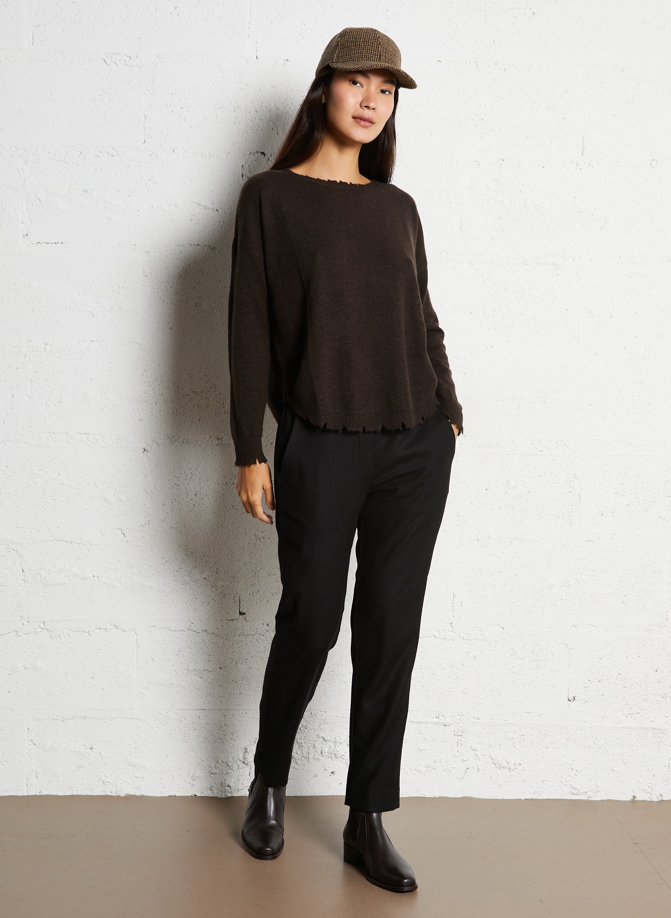 Pantalon droit en laine mélangée DIEGA Noir