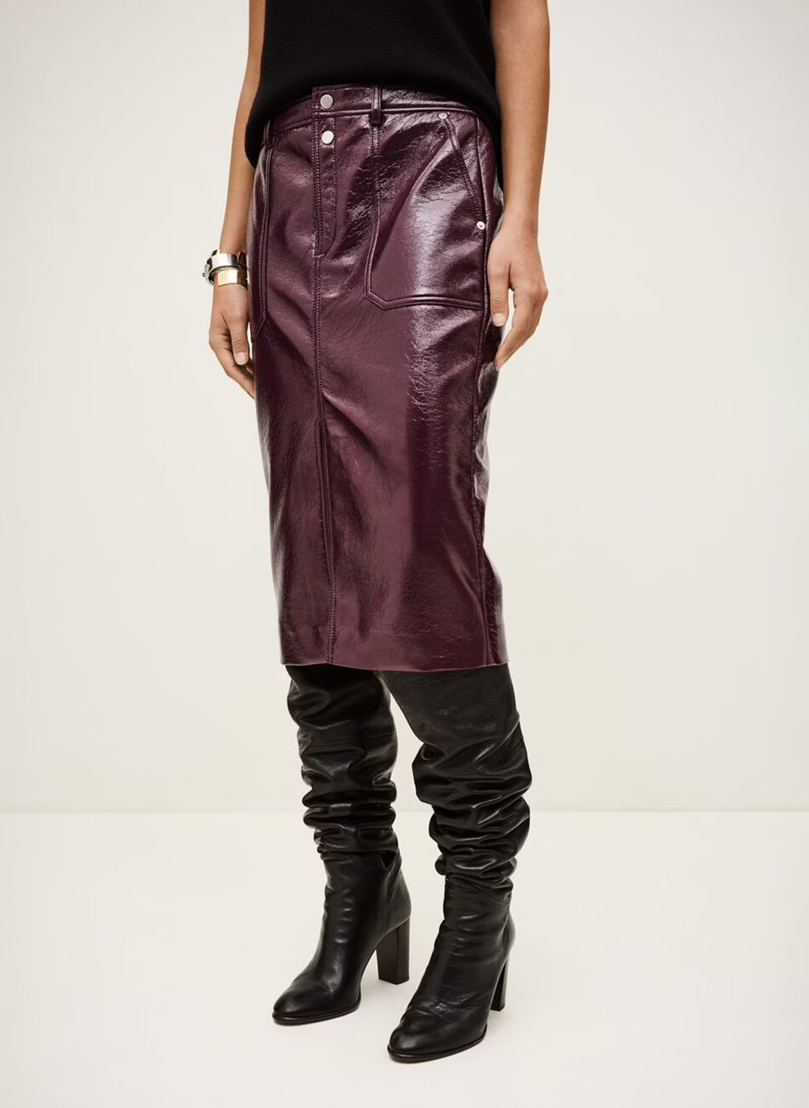 Faux leather midi skirt BA&amp;SH Plums