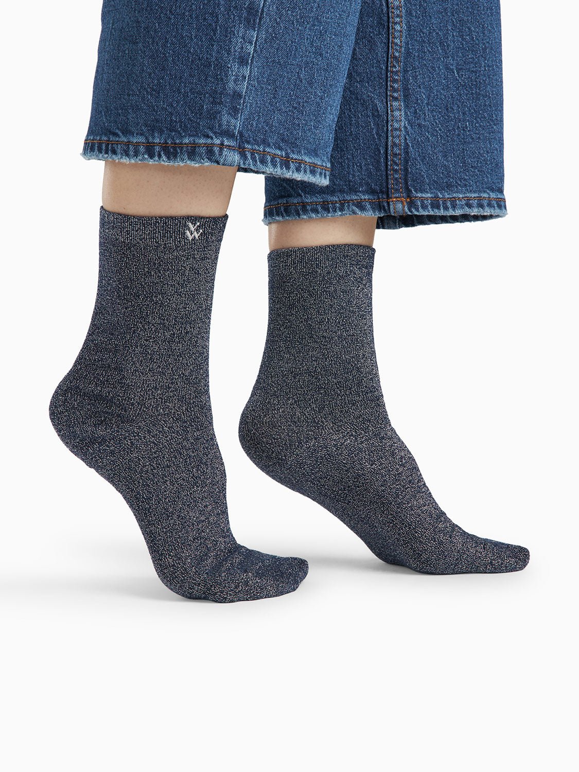 Sequined high socks in a cotton blend VANESSA WU Blue