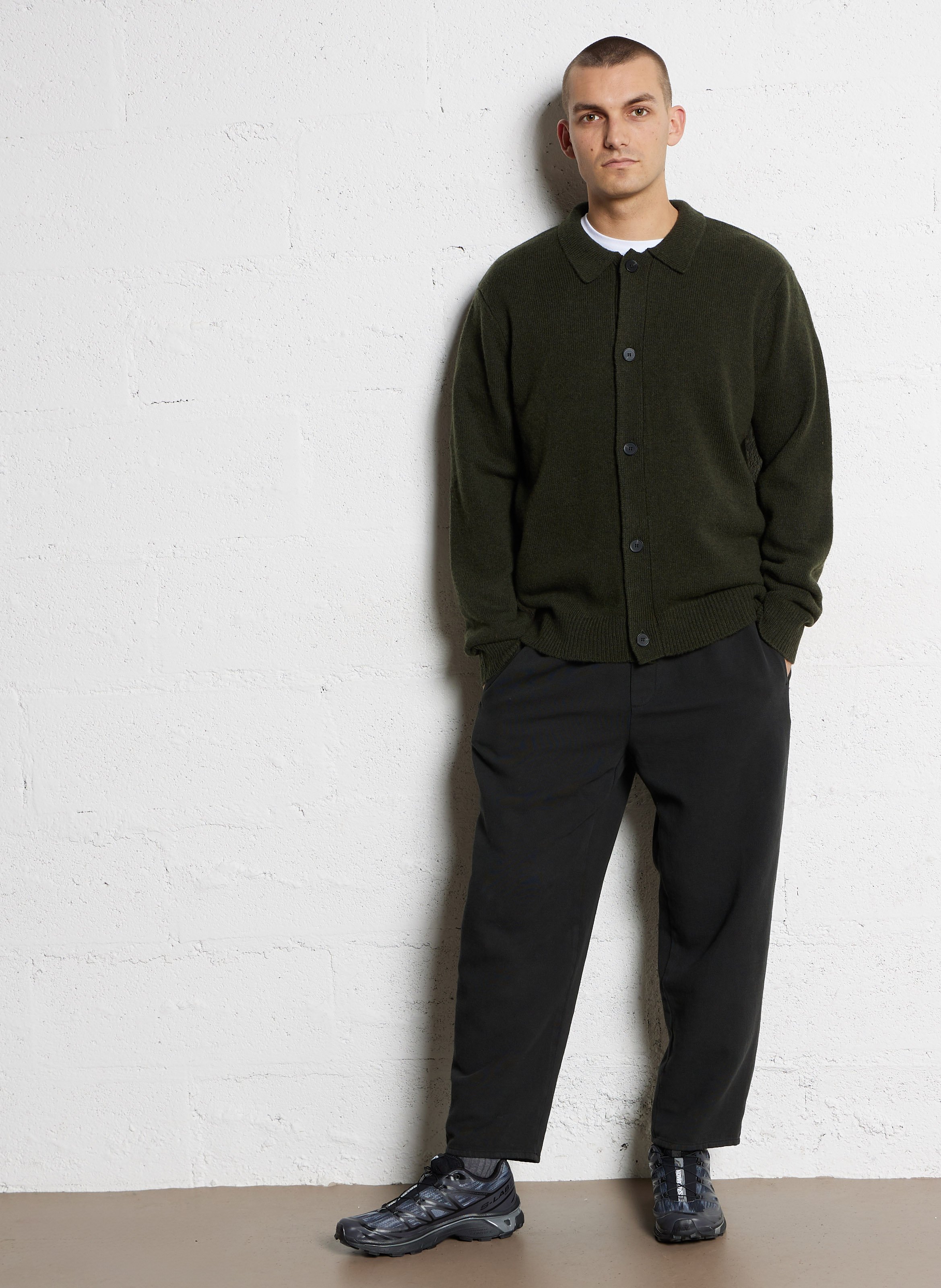 Buttoned wool blend plain vest MINIMUM Green