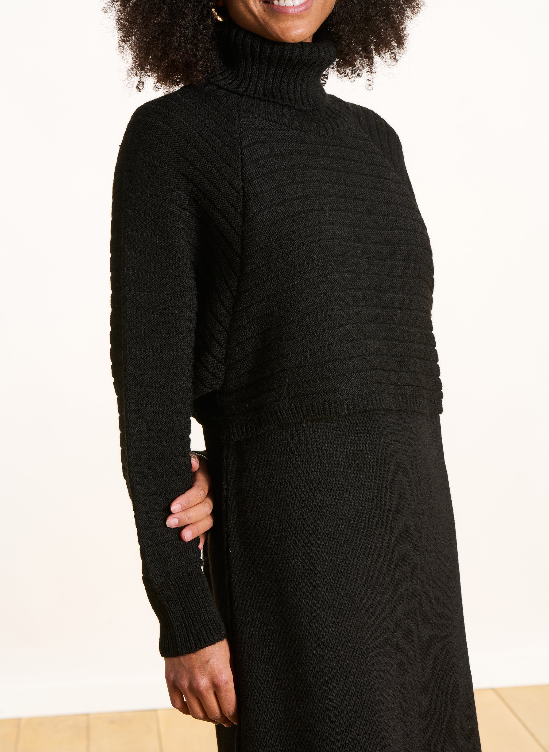 Elena - Pullover mit Stehkragen Schwarz