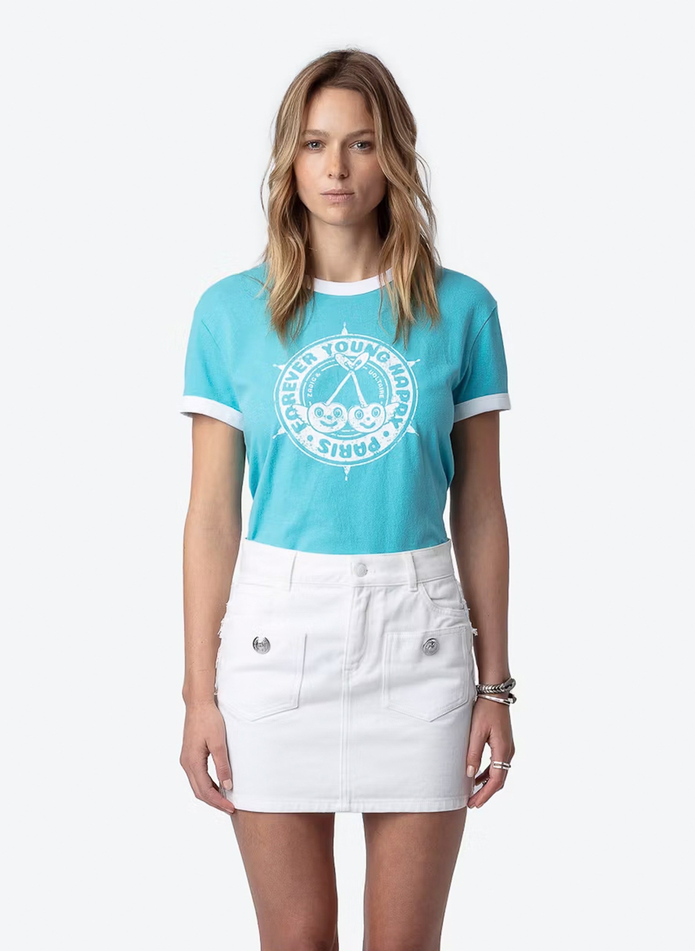 Tee-shirt col rond blason en coton bio ZADIG&VOLTAIRE Bleu