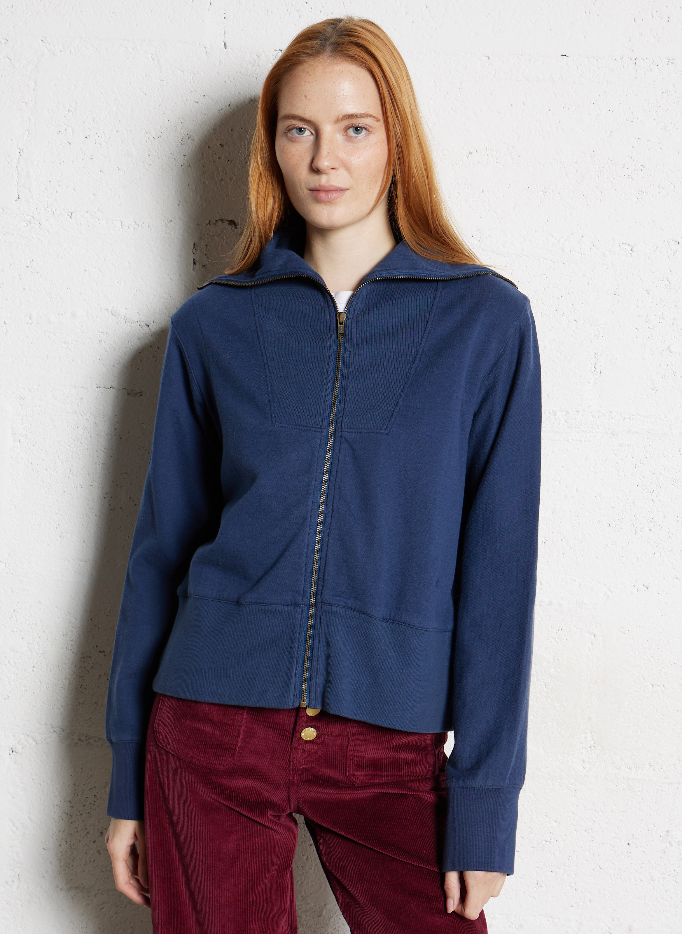 Straight high-neck organic cotton sweatshirt LEON & HARPER Blue