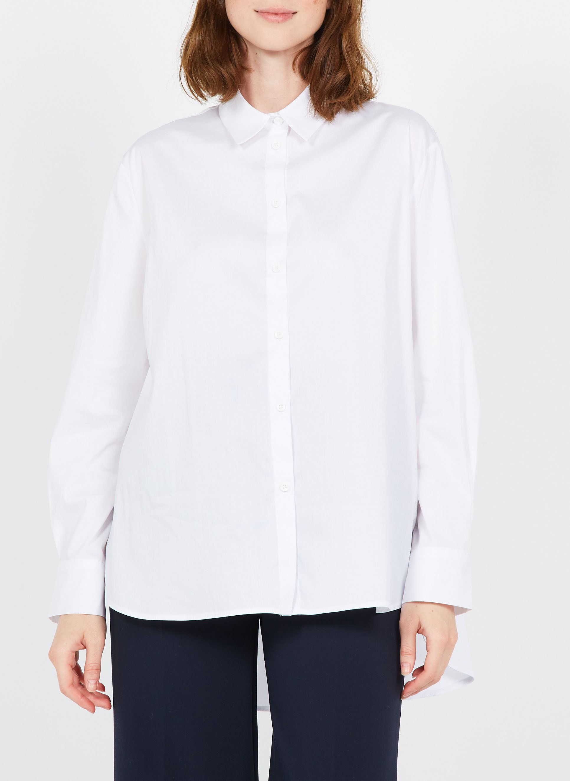 Cotton-blend shirt with classic collar IMPERIAL White
