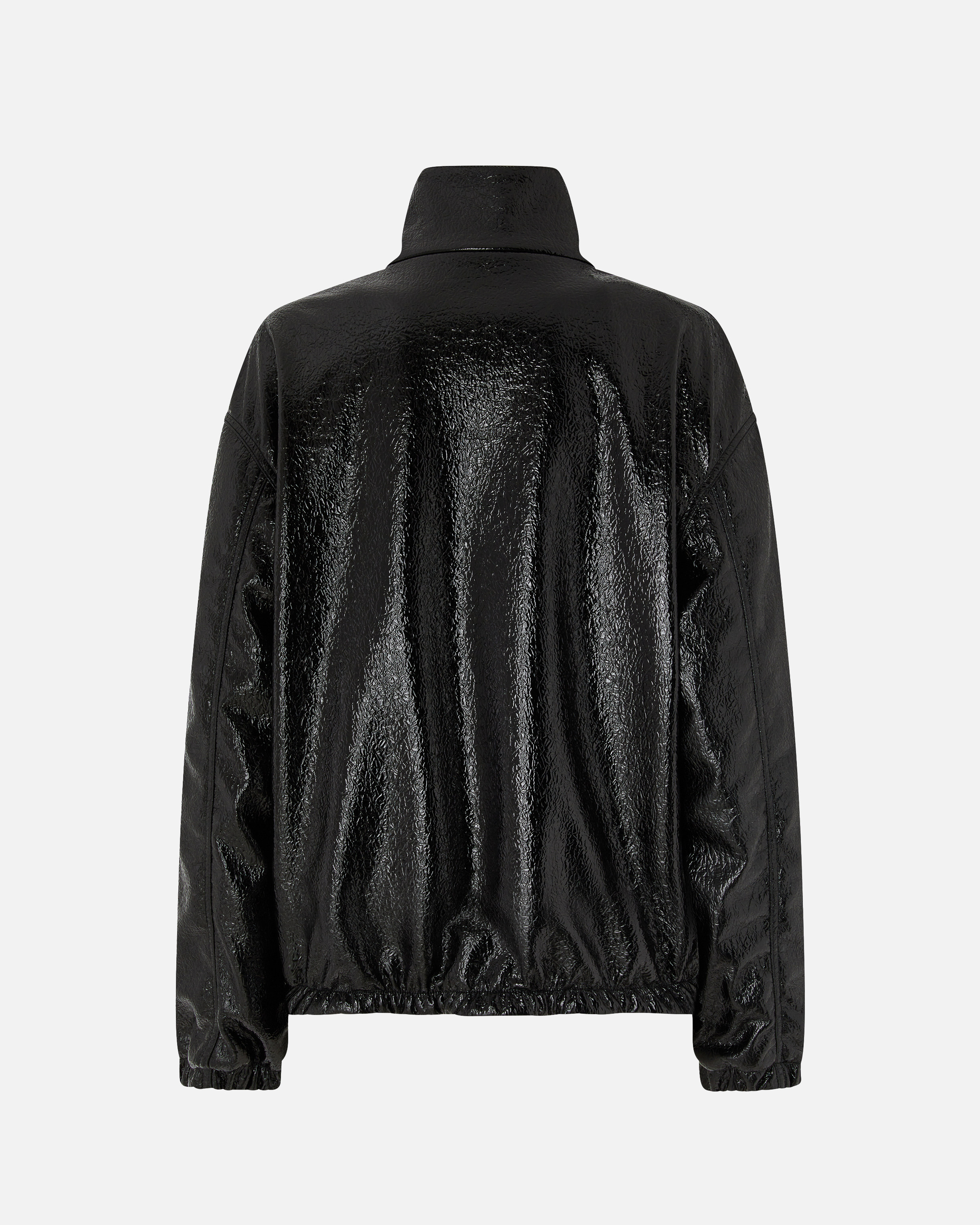 Oversized patent leather bomber jacket PINKO Black