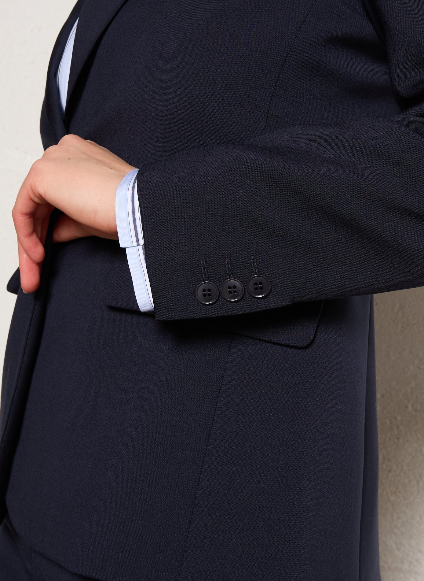 Solid wool straight-cut blazer Blue