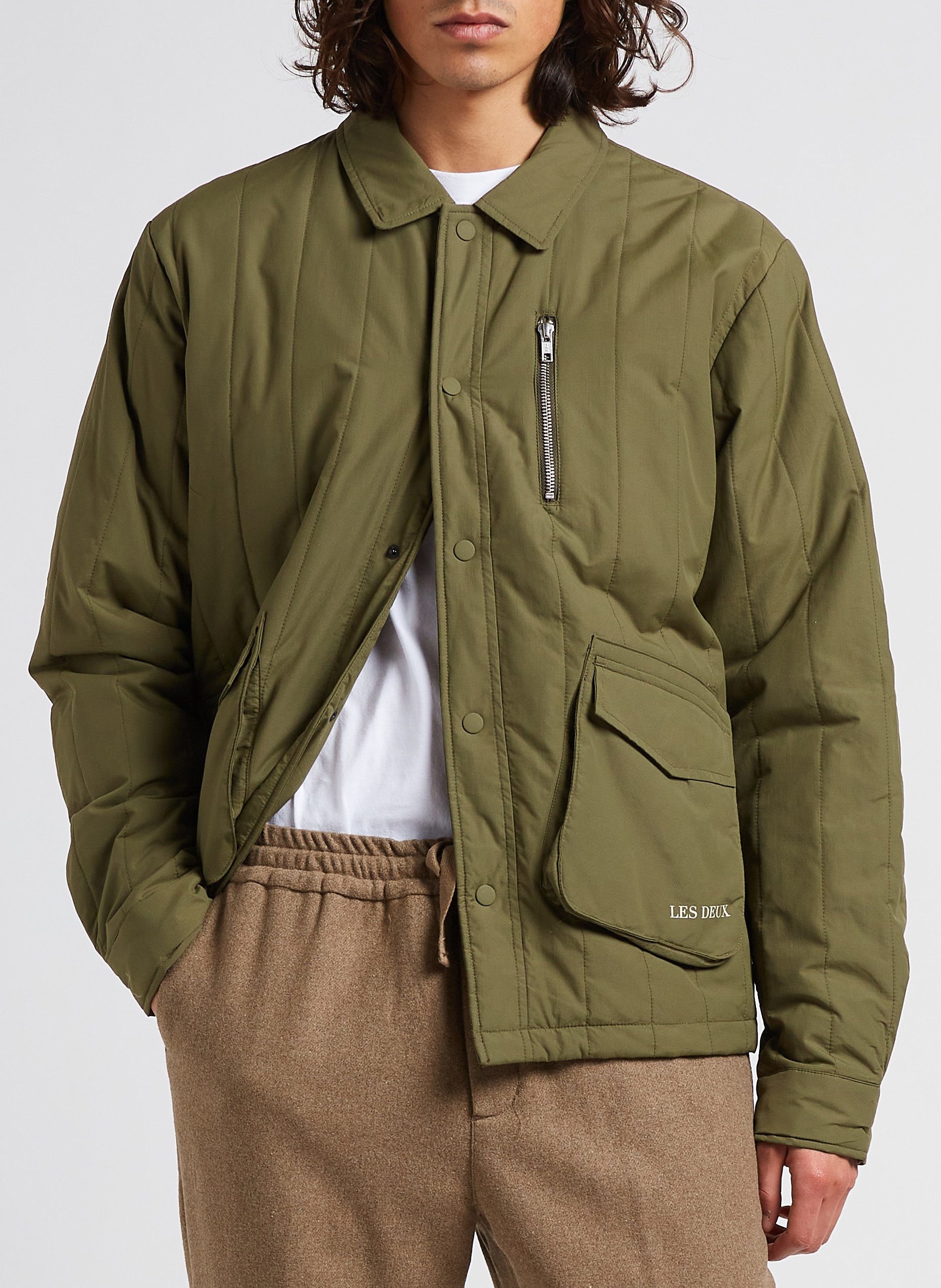 Insulated jacket with classic collar LES DEUX Green