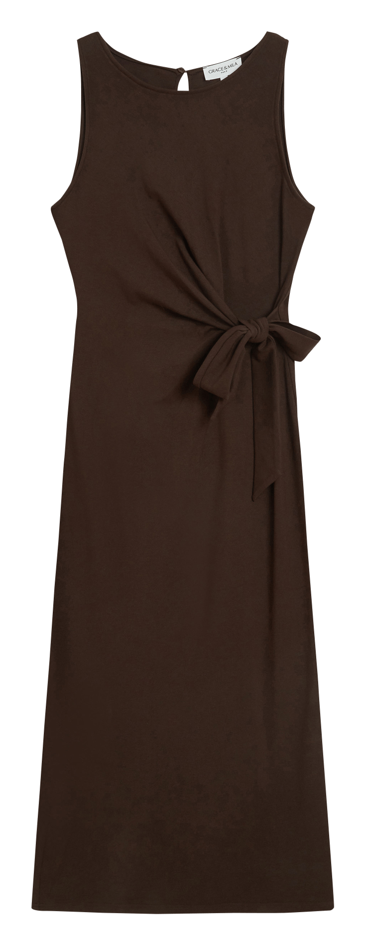 Robe midi col rond  GRACE ET MILA Marron
