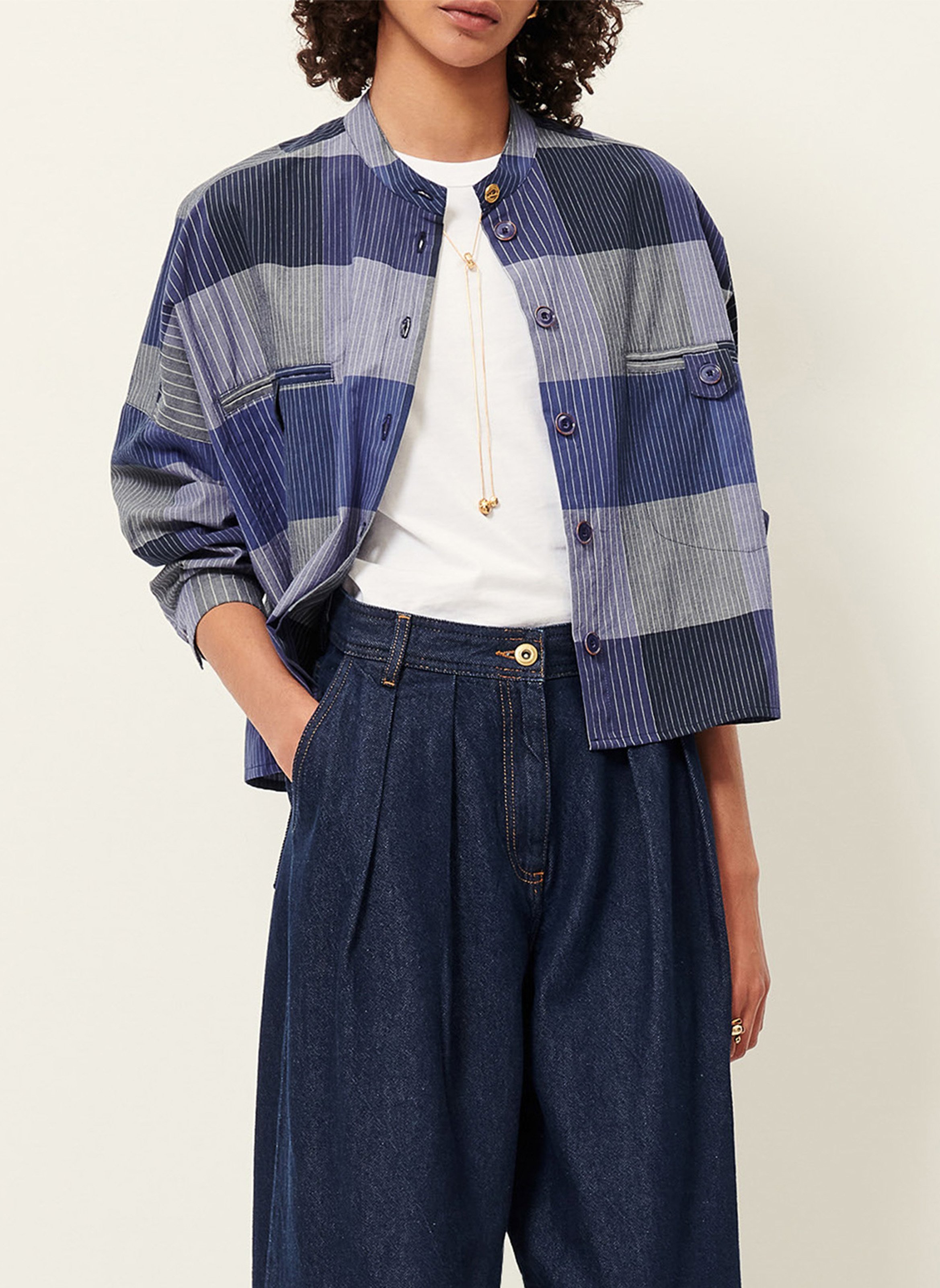 Oversized hemd met Mao-kraag SESSUN Blauw