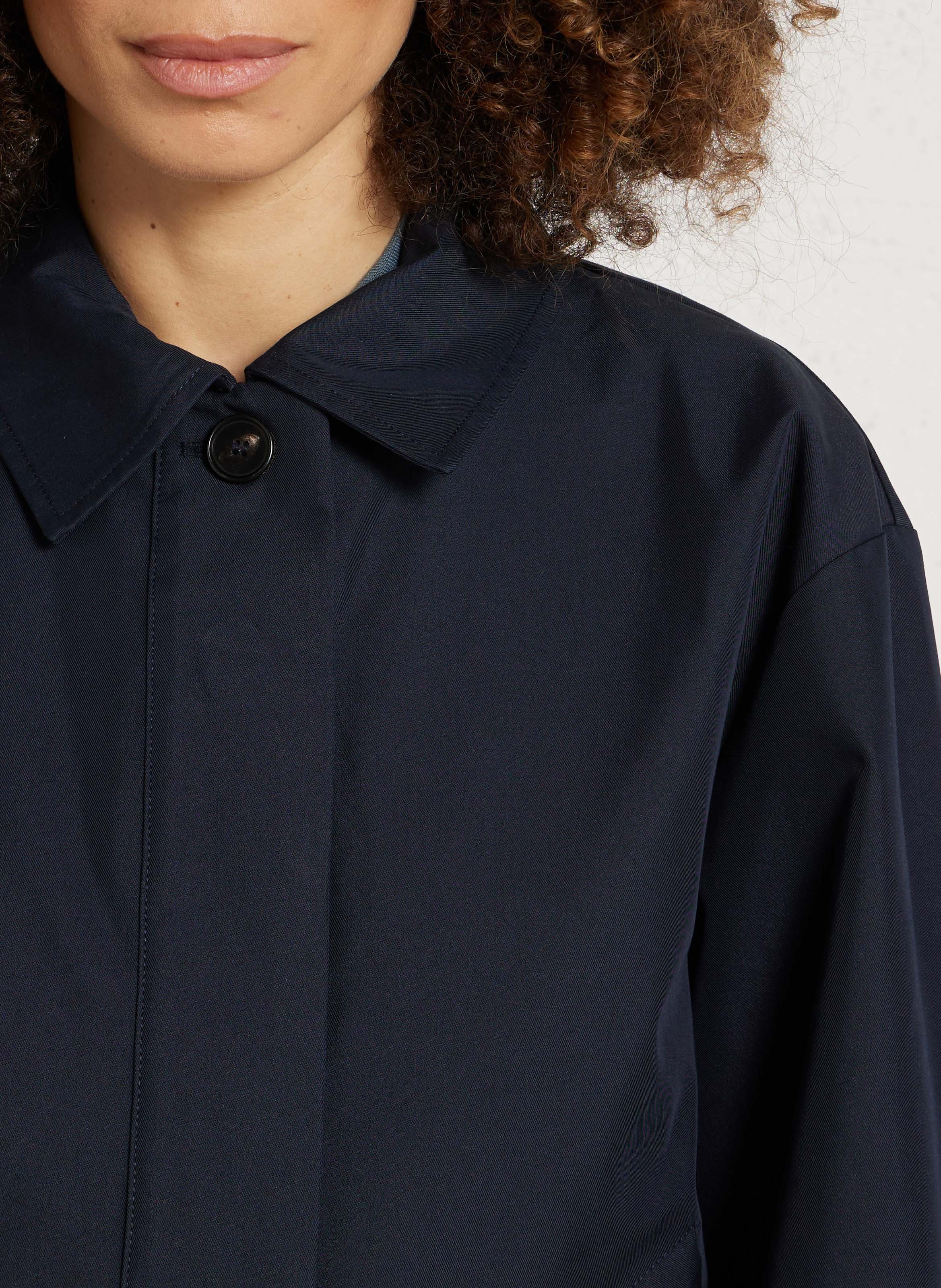 Einfarbiges gerade geschnittenes Knopfleisten-Jackett RUE DE TOKYO Blau