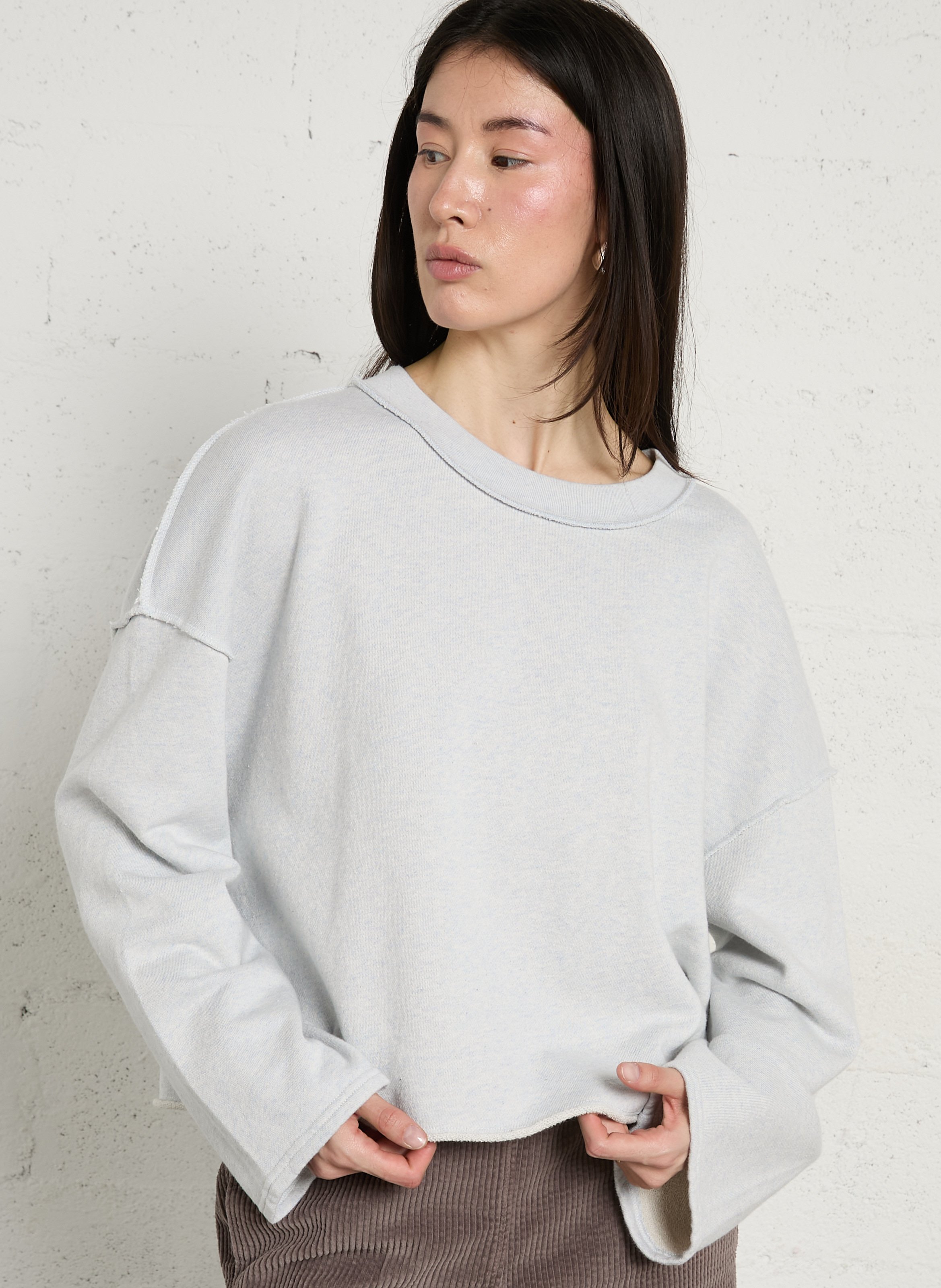 Sweat oversize col rond en coton AMERICAN VINTAGE Bleu