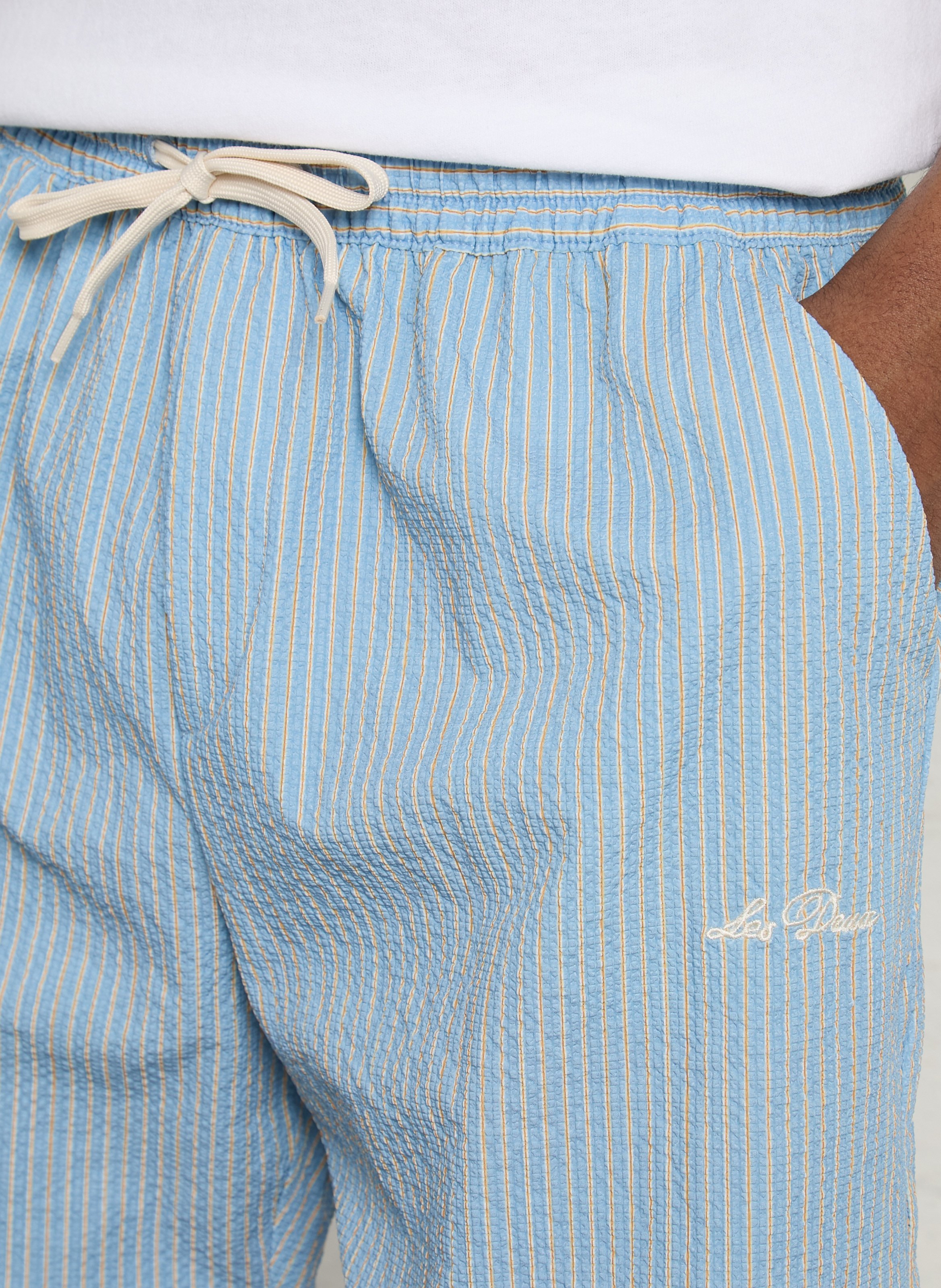 Gonna dritto a righe in seersucker LES DEUX Blu