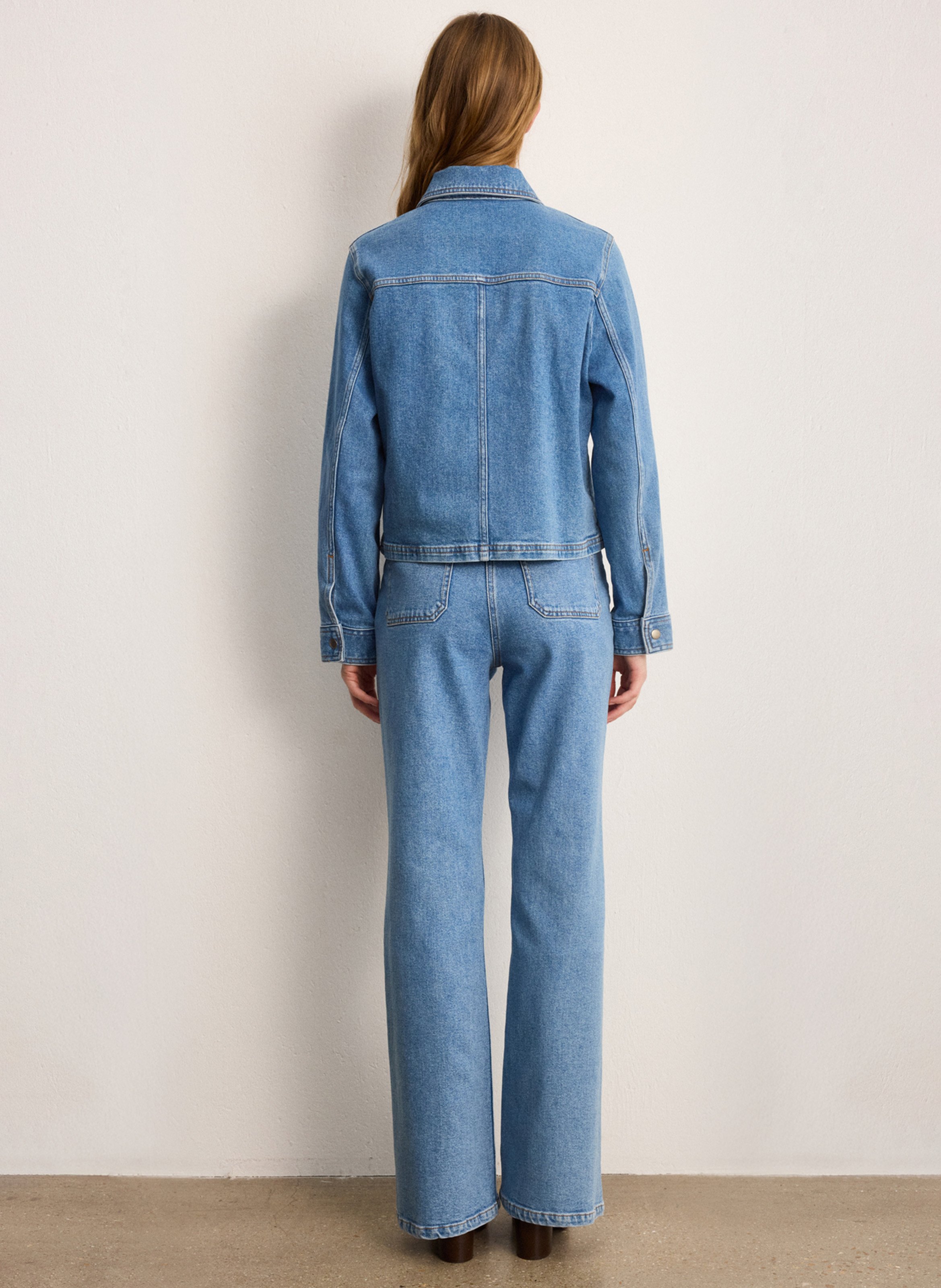 Veste droite col classique en coton mélangé PABLO Blue