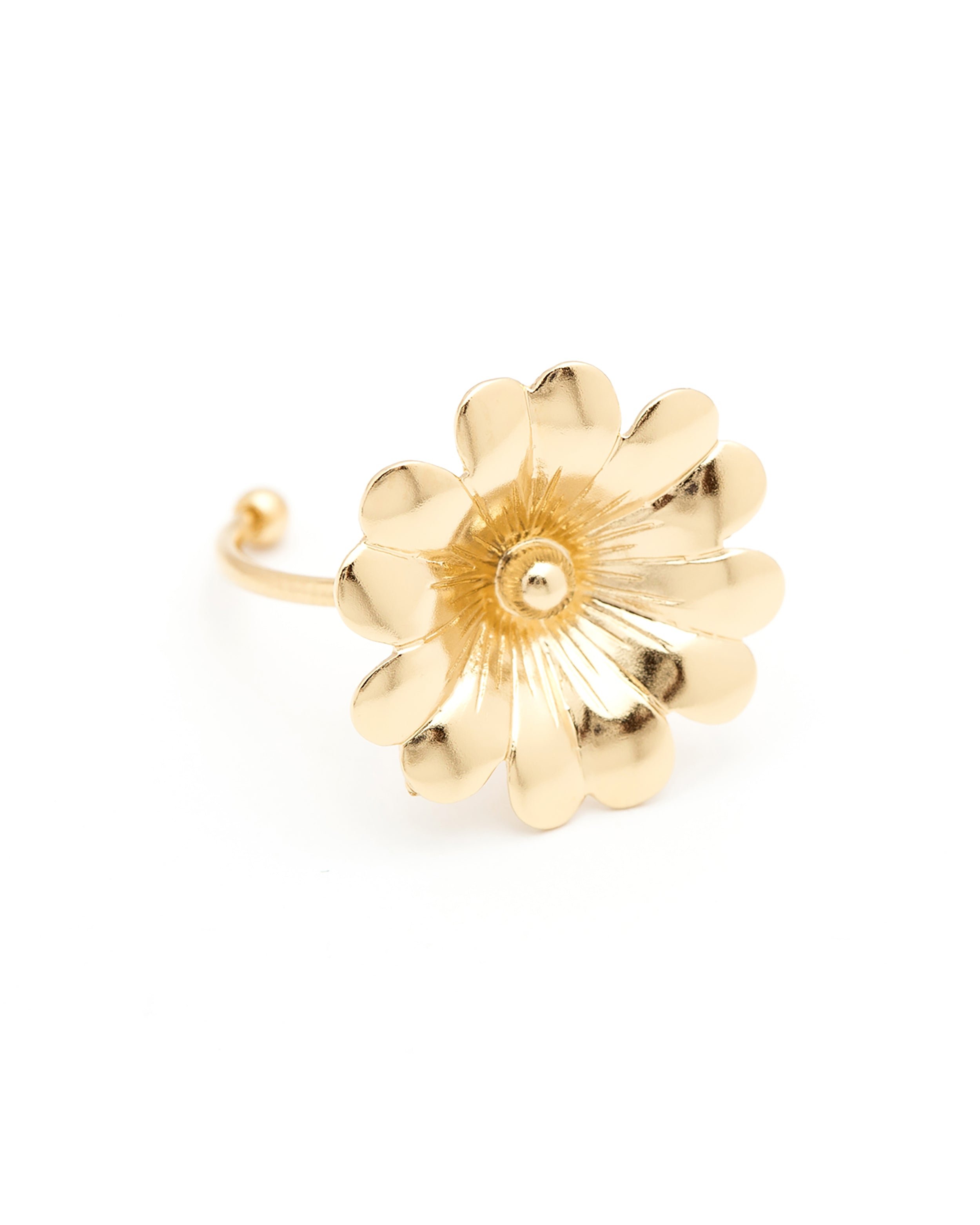 Maxi silver-plated flower ring GoldenMONSIEUR SIMONE