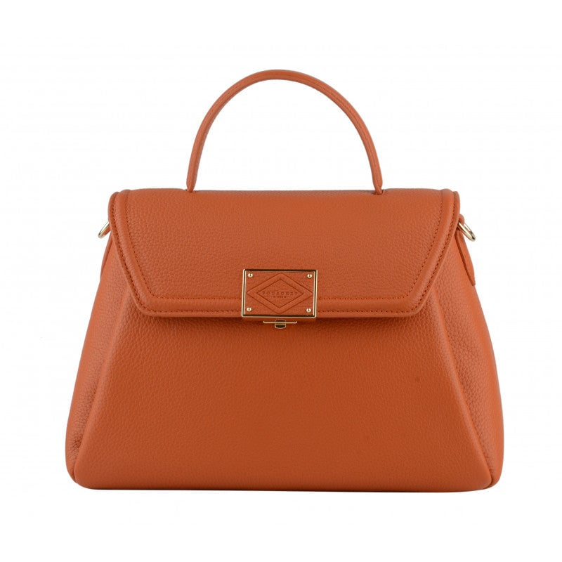 Calfskin leather handbag POURCHET Orange