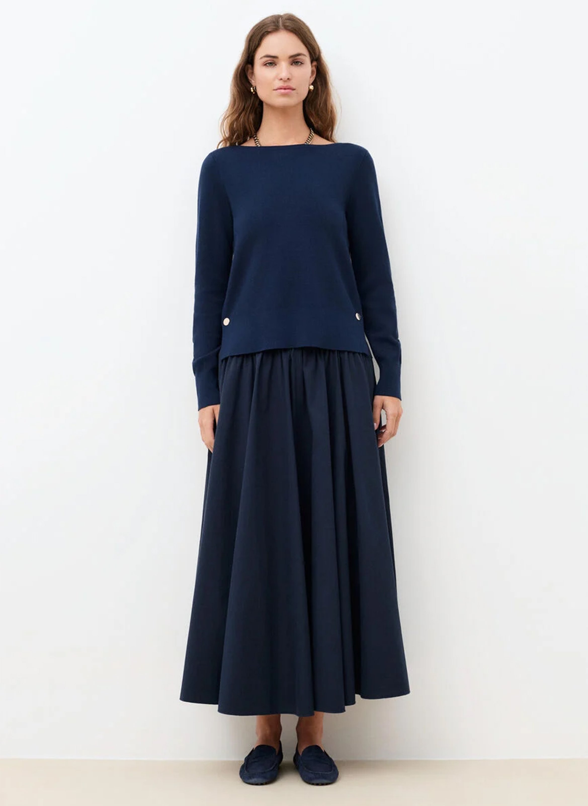 Oversize round-neck knit sweater CAROLL Blue