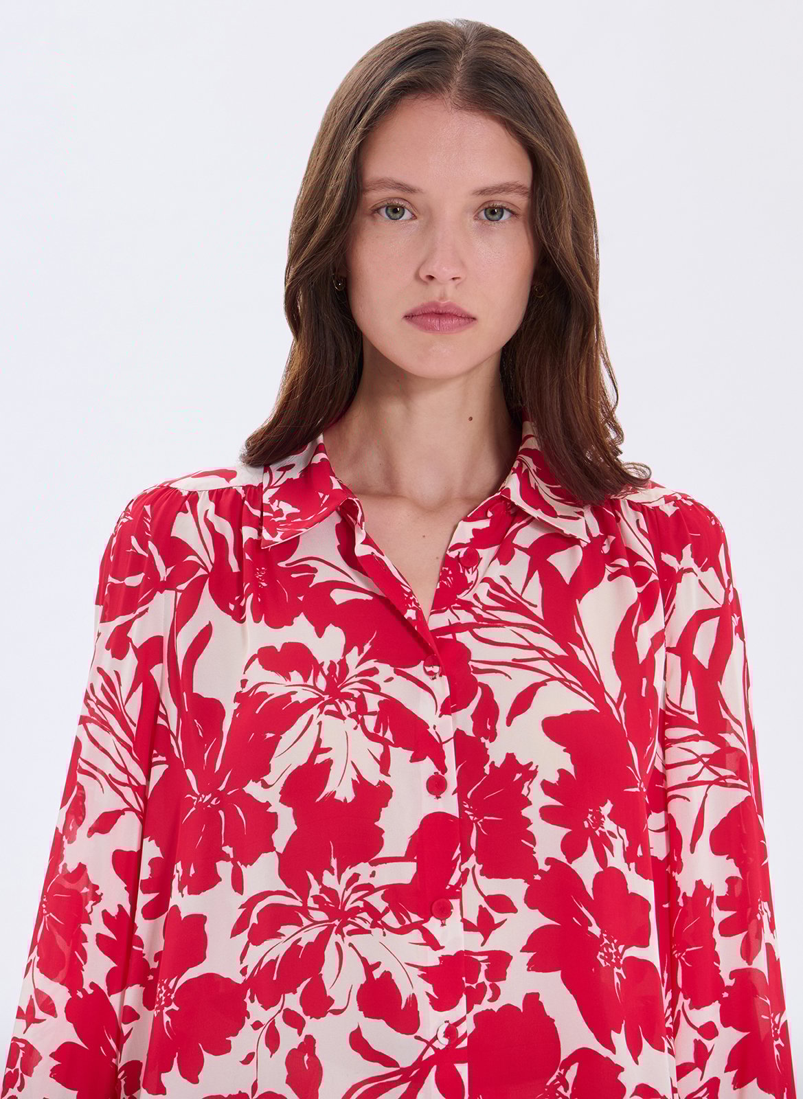 Chemise ample fluide à motifs ZAPA Rouge