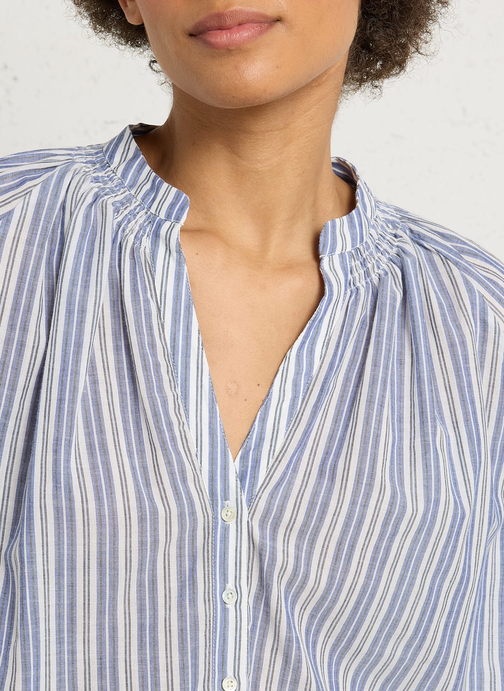 Blouse col V en coton HARTFORD Multicolore