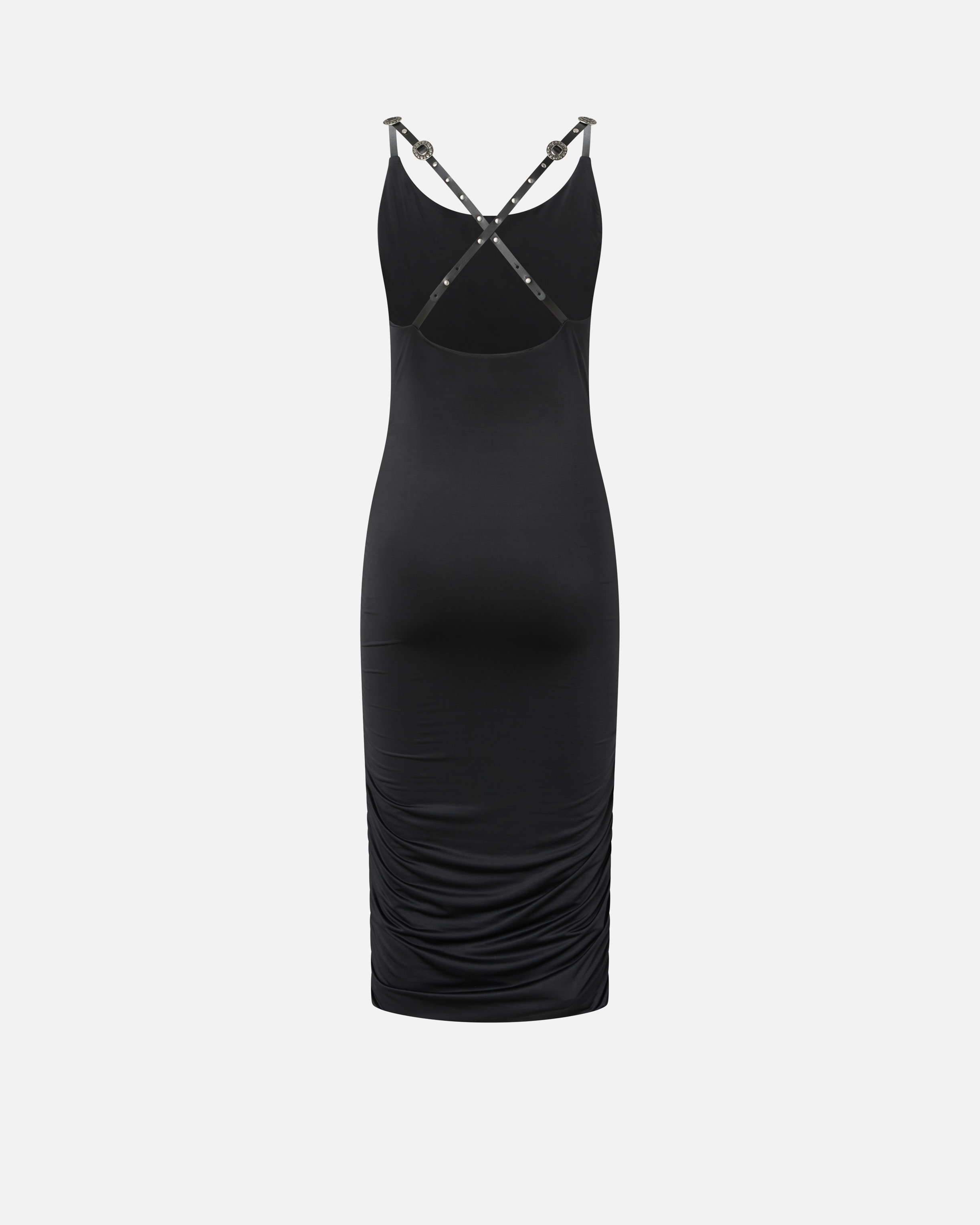 Robe midi fourreau brillante à bretelles croisées PINKO Noir