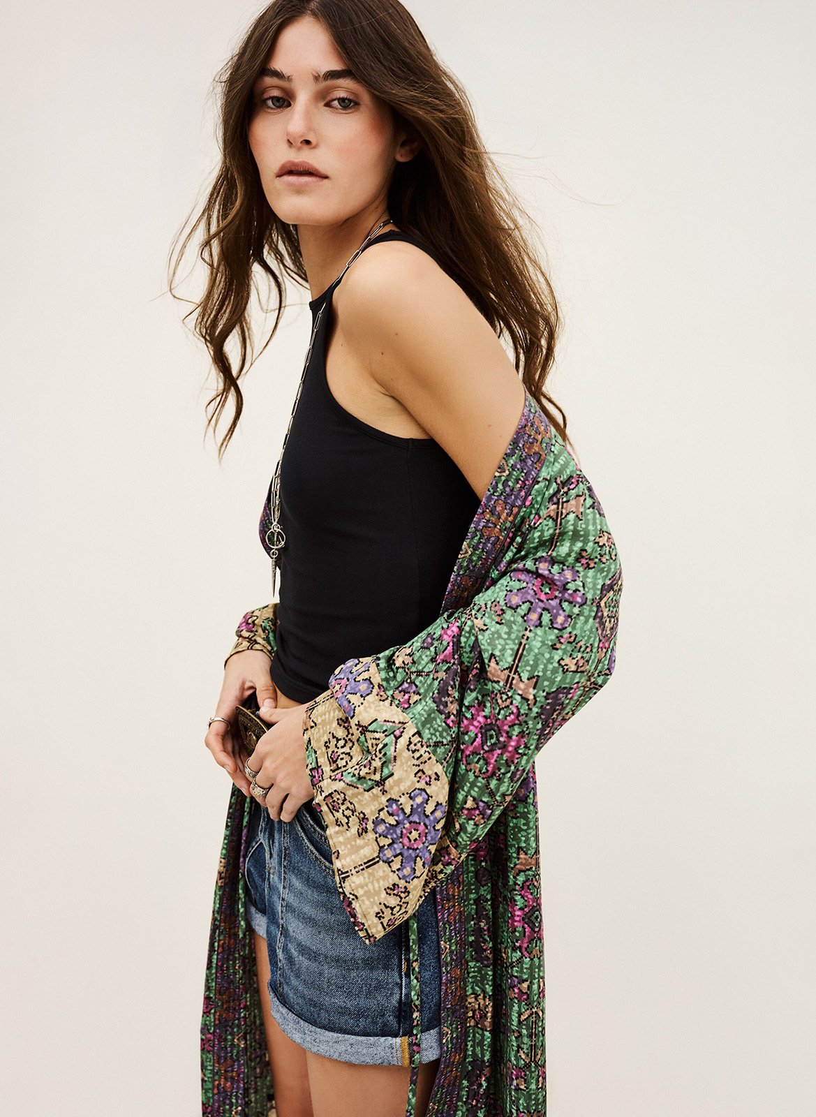 Kimono long imprimé BA&SH Vert