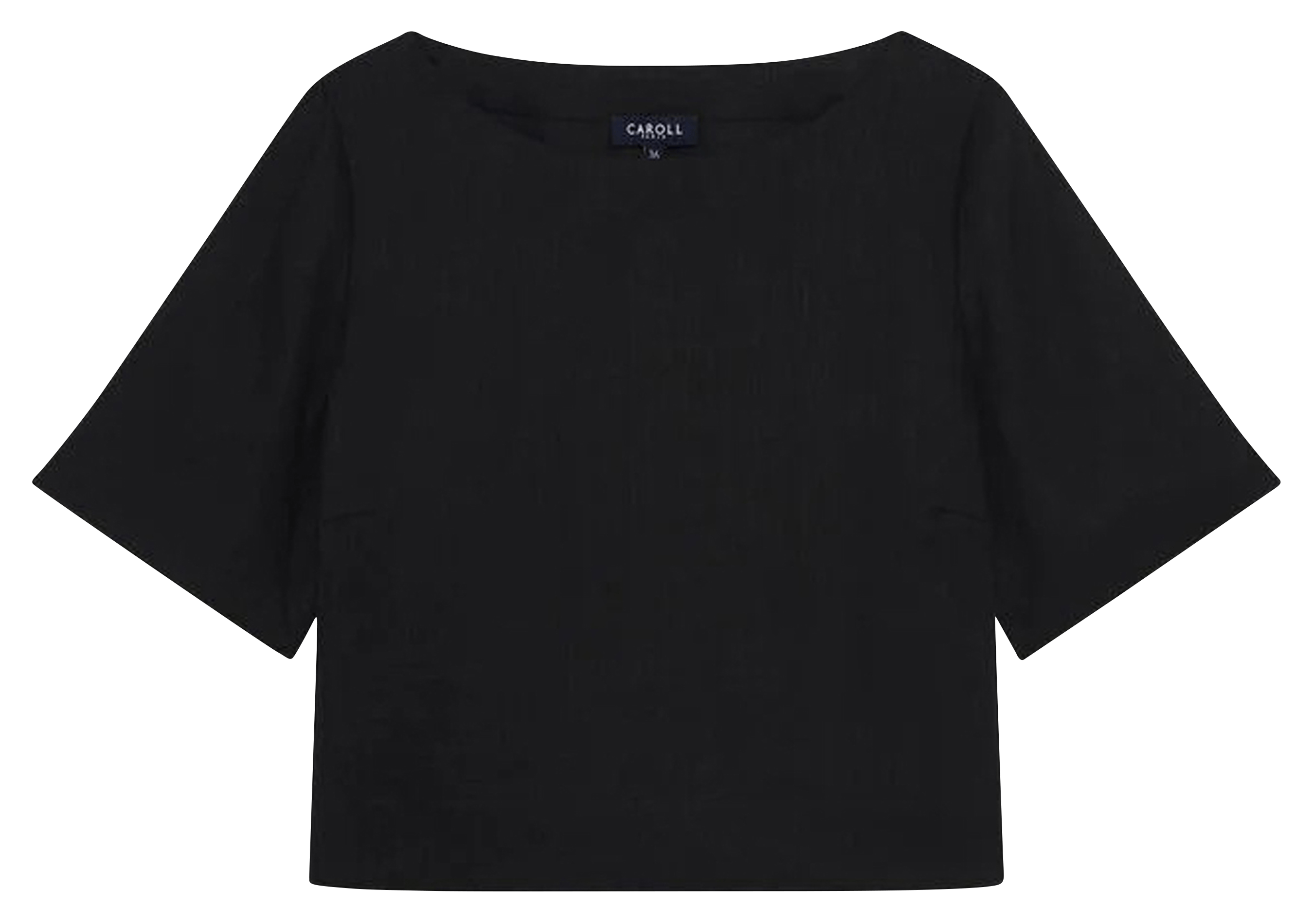 Blouse droite col bateau en lin CAROLL Noir