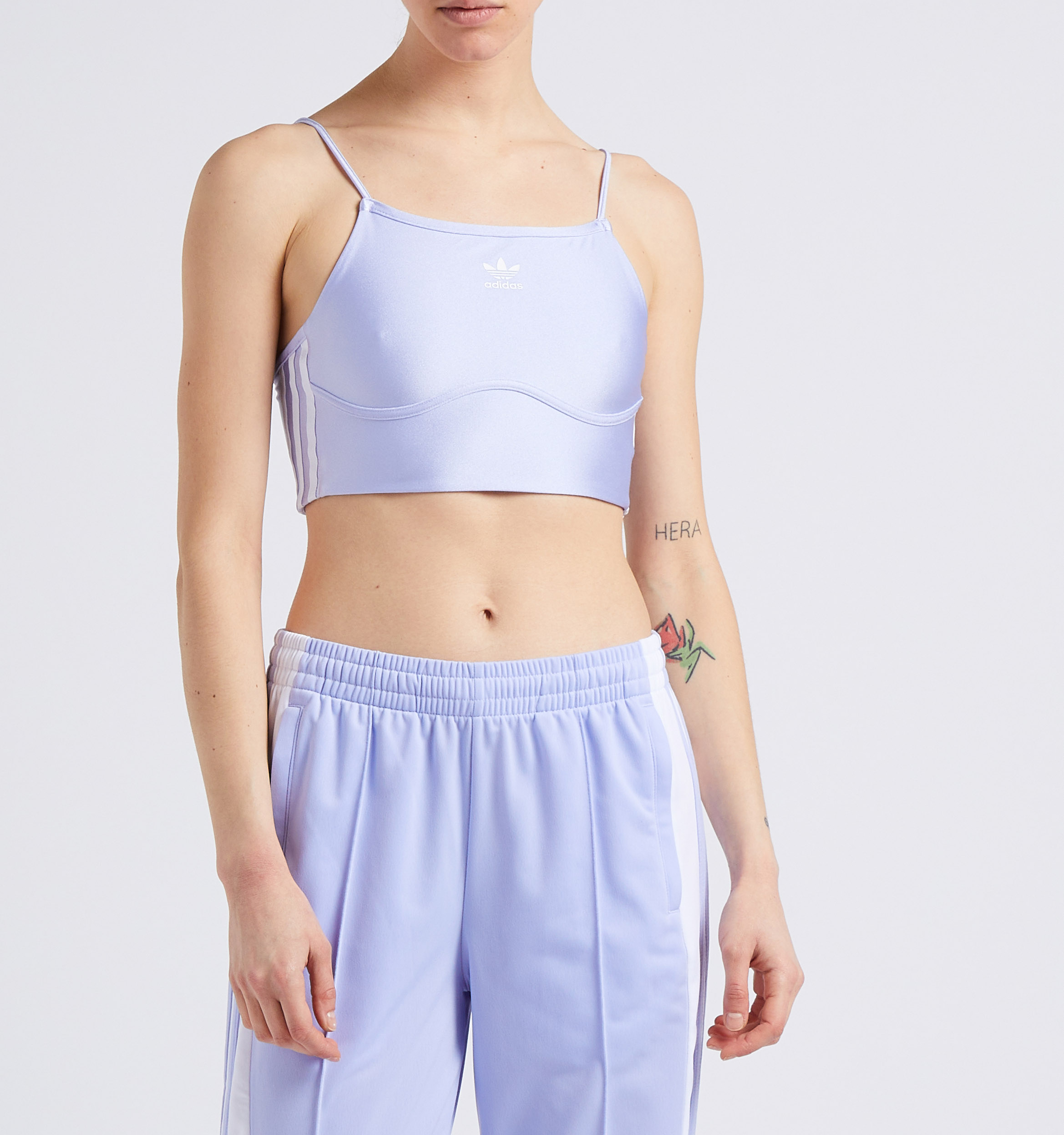 Screen-printed sports bra with square neckline ADIDAS Purple