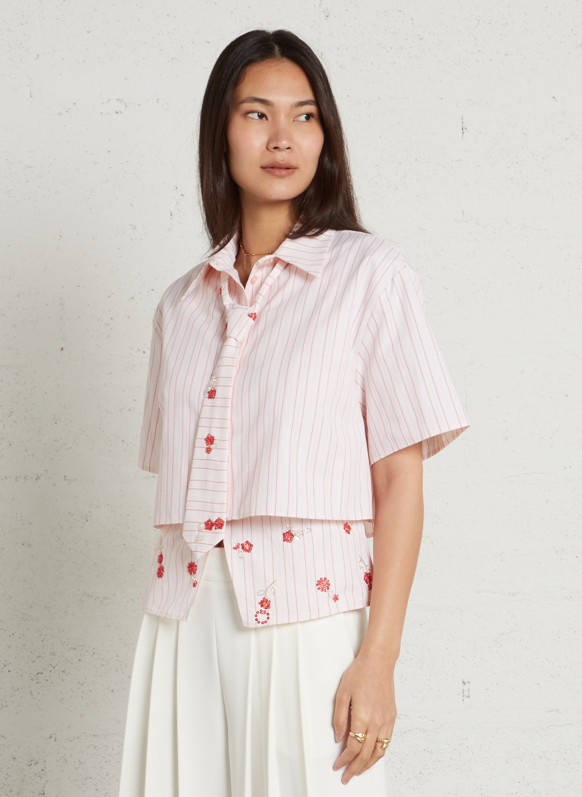 Striped 3-in-1 shirt with embroidery IMPERIAL Pink