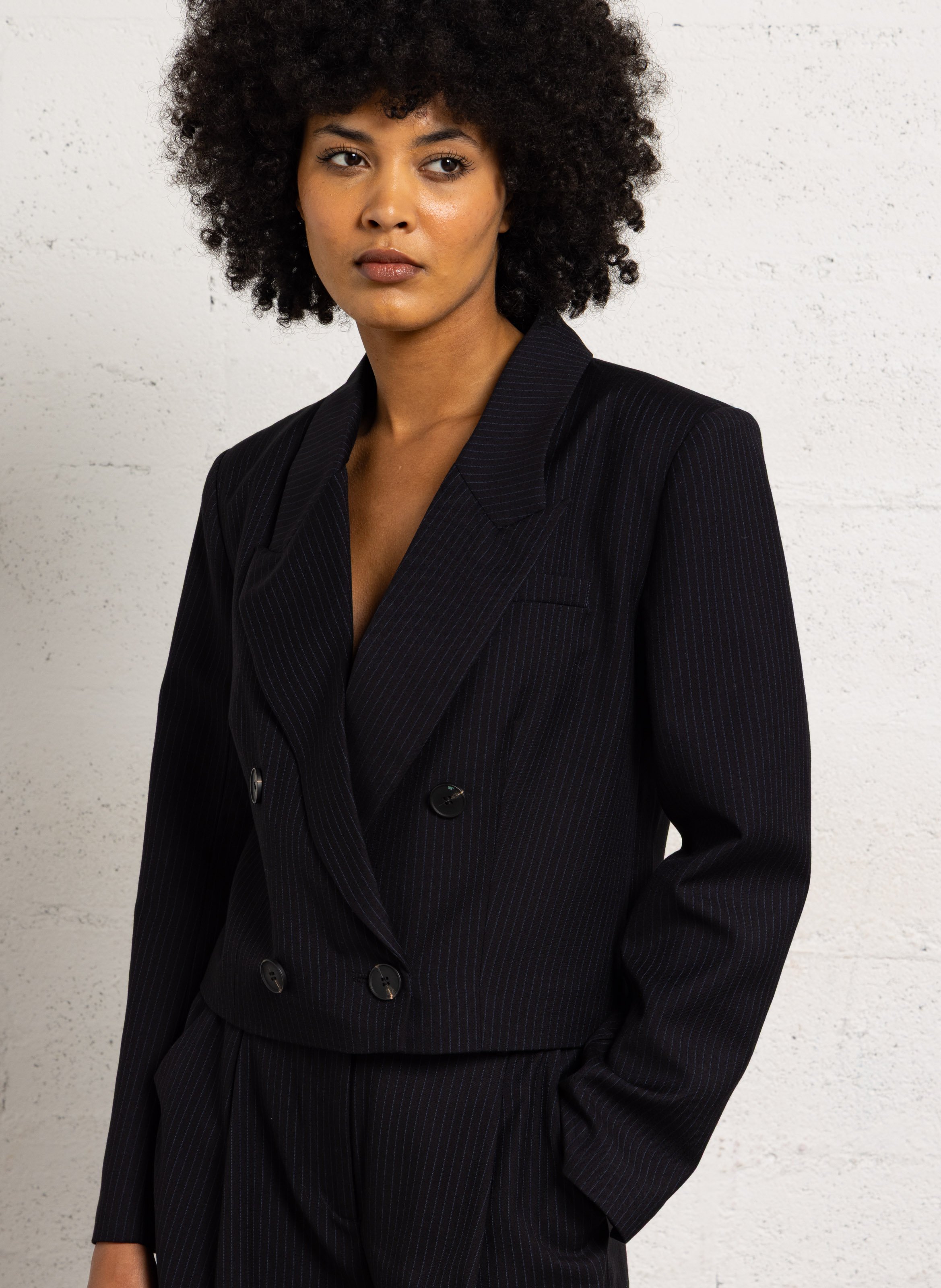 Cotton-blend cardigan with tailored collar SUNCOO Blue