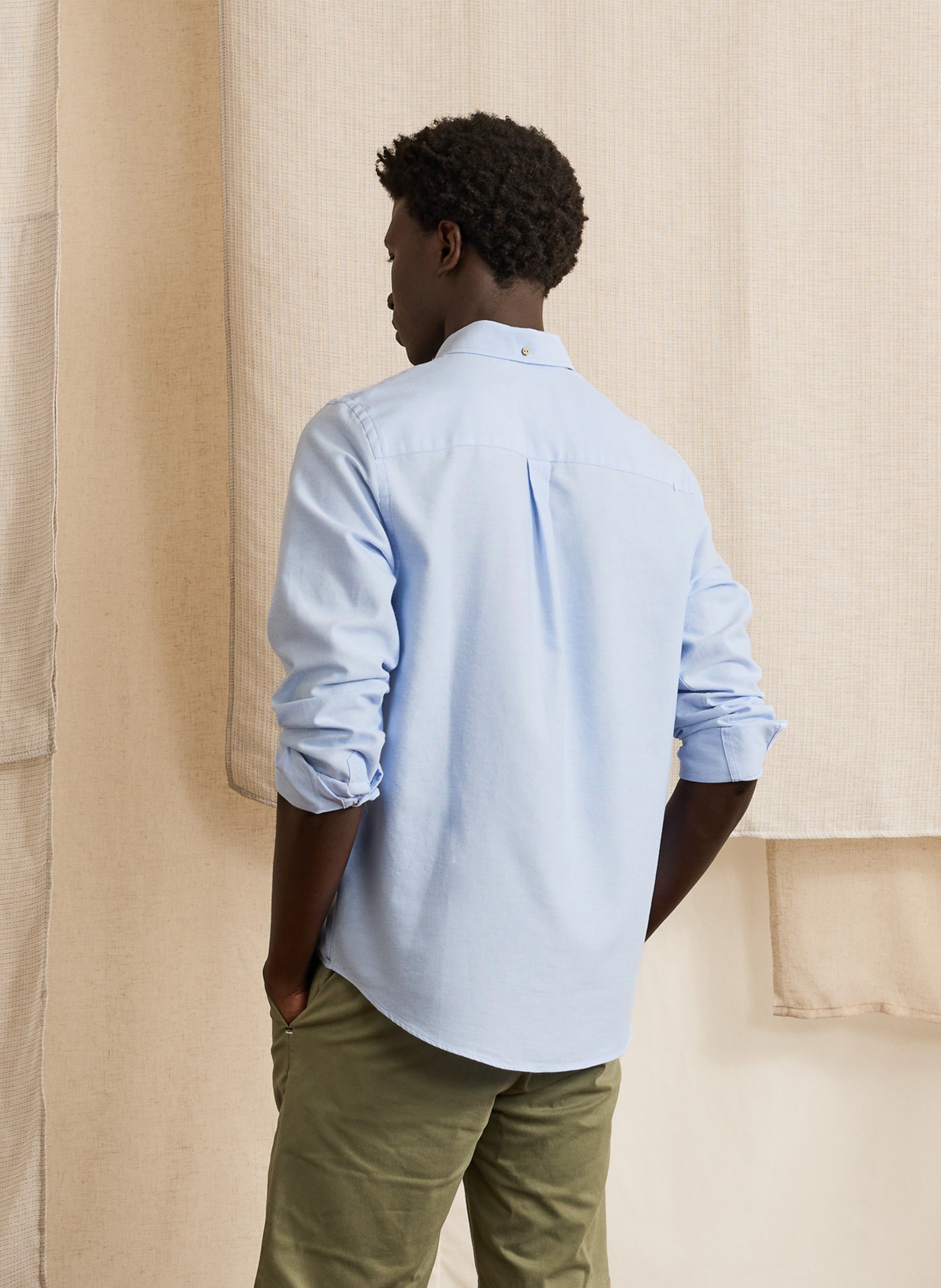 Katoenen blouse met klassieke kraag FAGUO Blauw