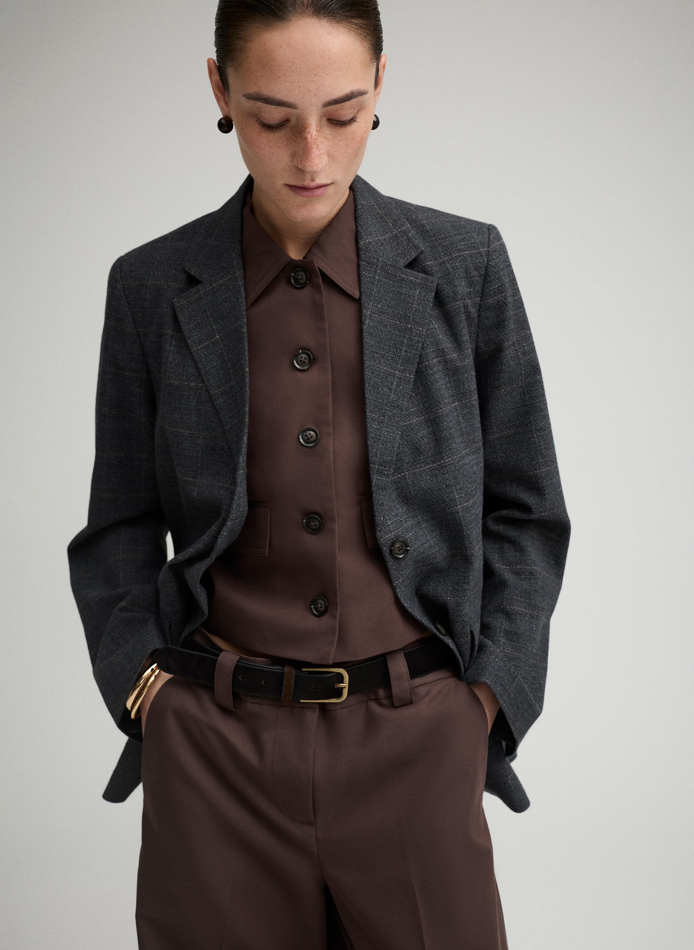 Ruime geruite blazer ROUGE EDIT Grijs