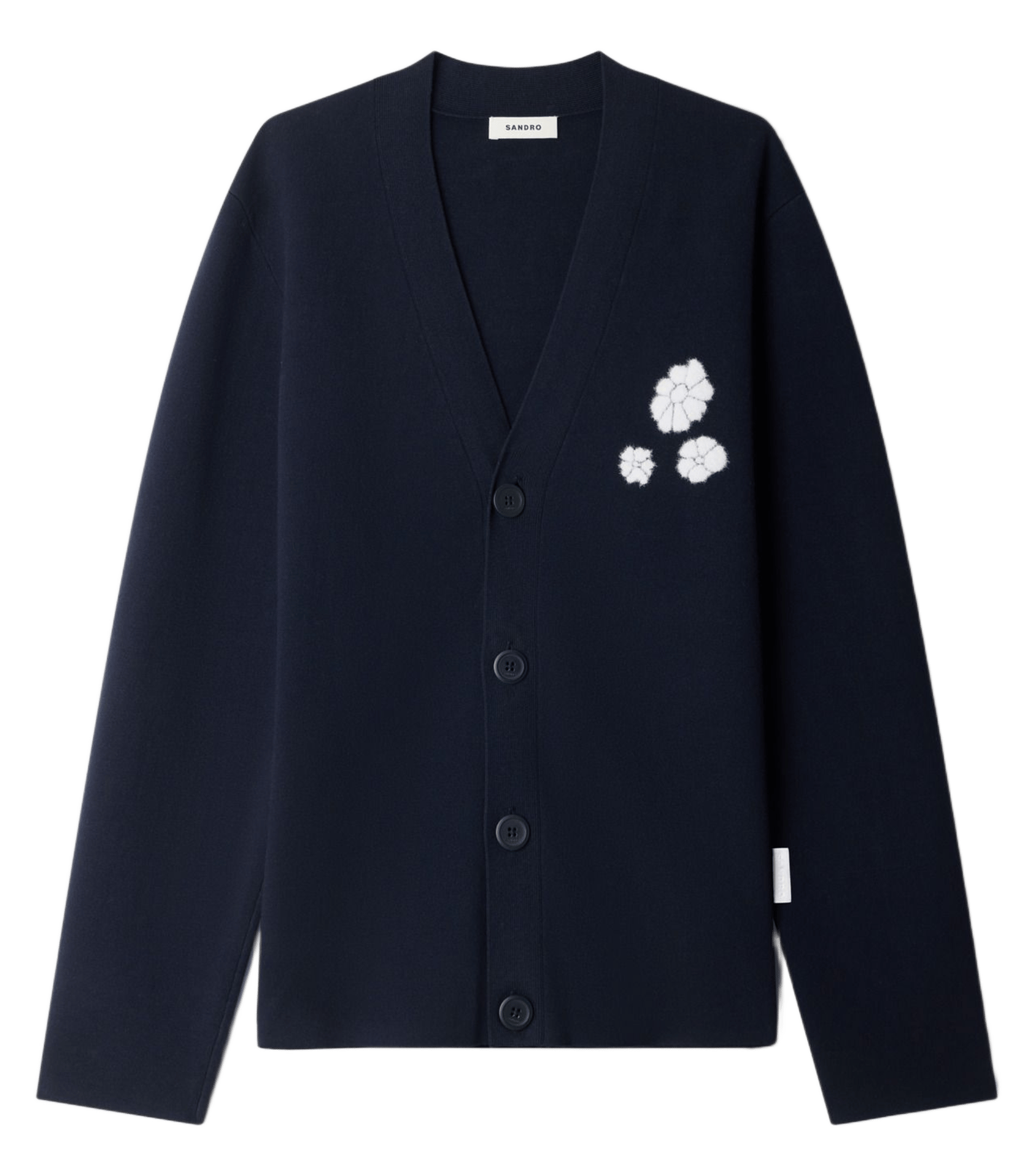 Gilet droit col V SANDRO Bleu