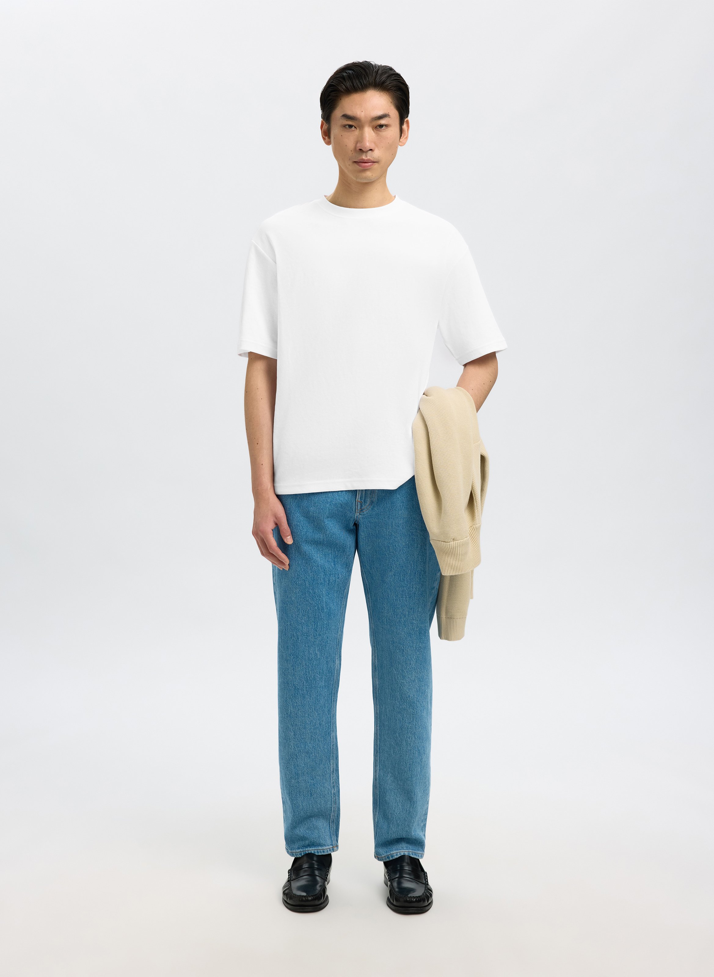 Oversize T-Shirt aus Bio-Baumwollmischung SELECTED Weiss