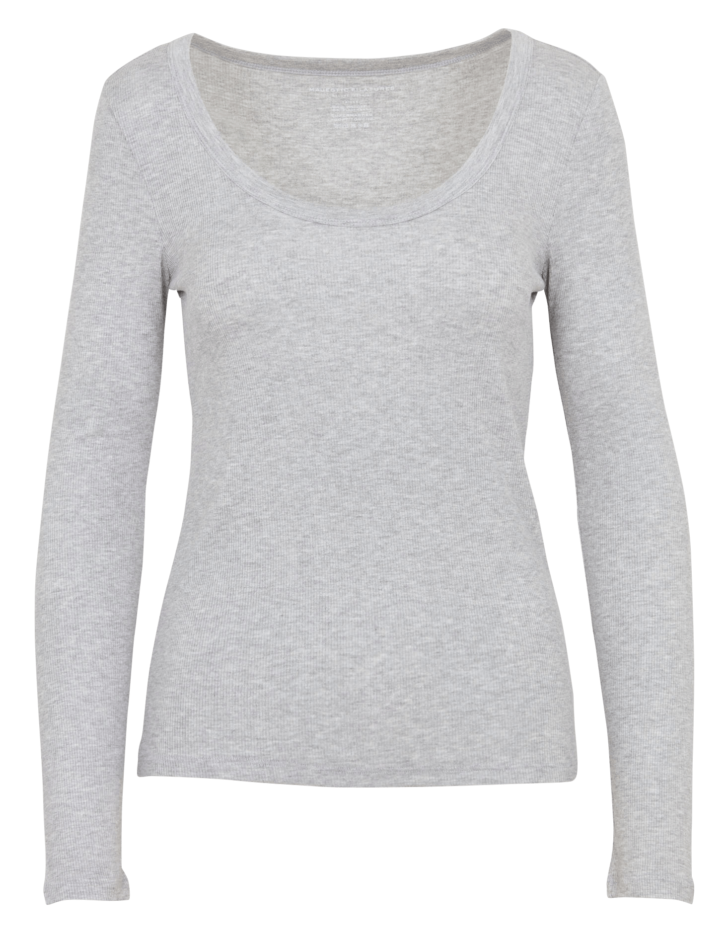 Tee-shirt cintré col rond côtelé MAJESTIC FILATURES Gris