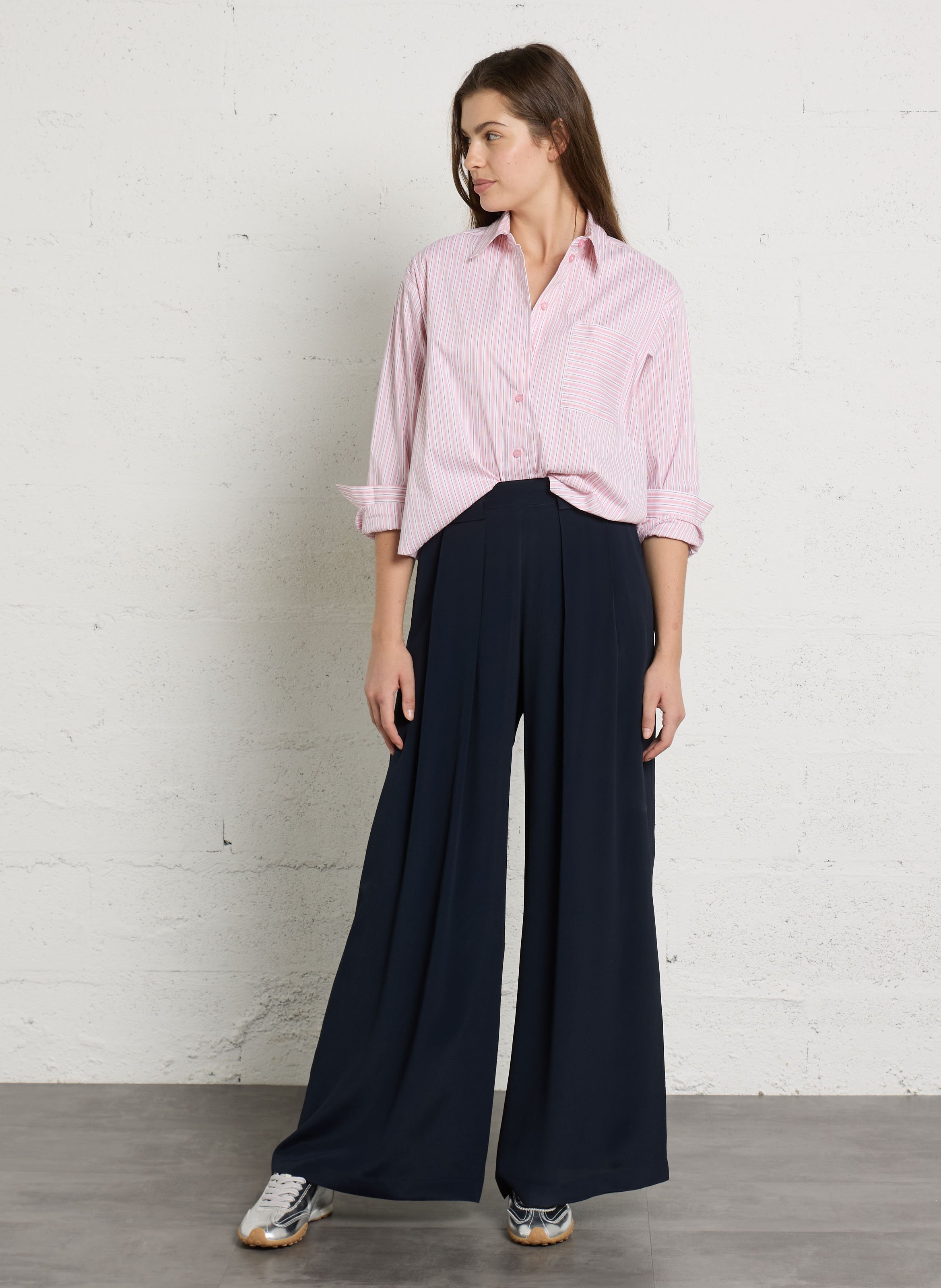 Striped cotton-mix shirt MOMONI Pink