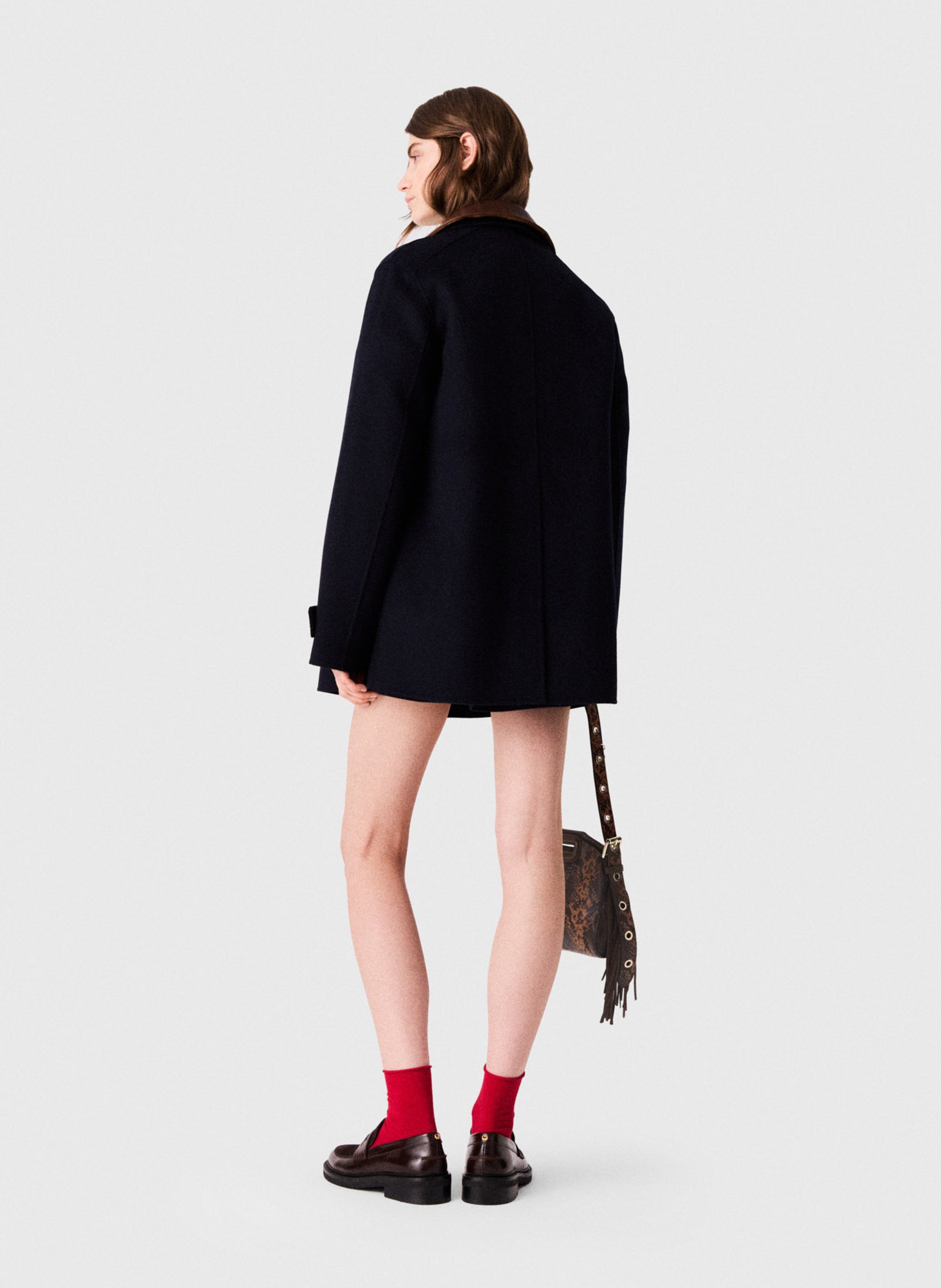 Manteau oversize en laine mélangée MAJE Bleu