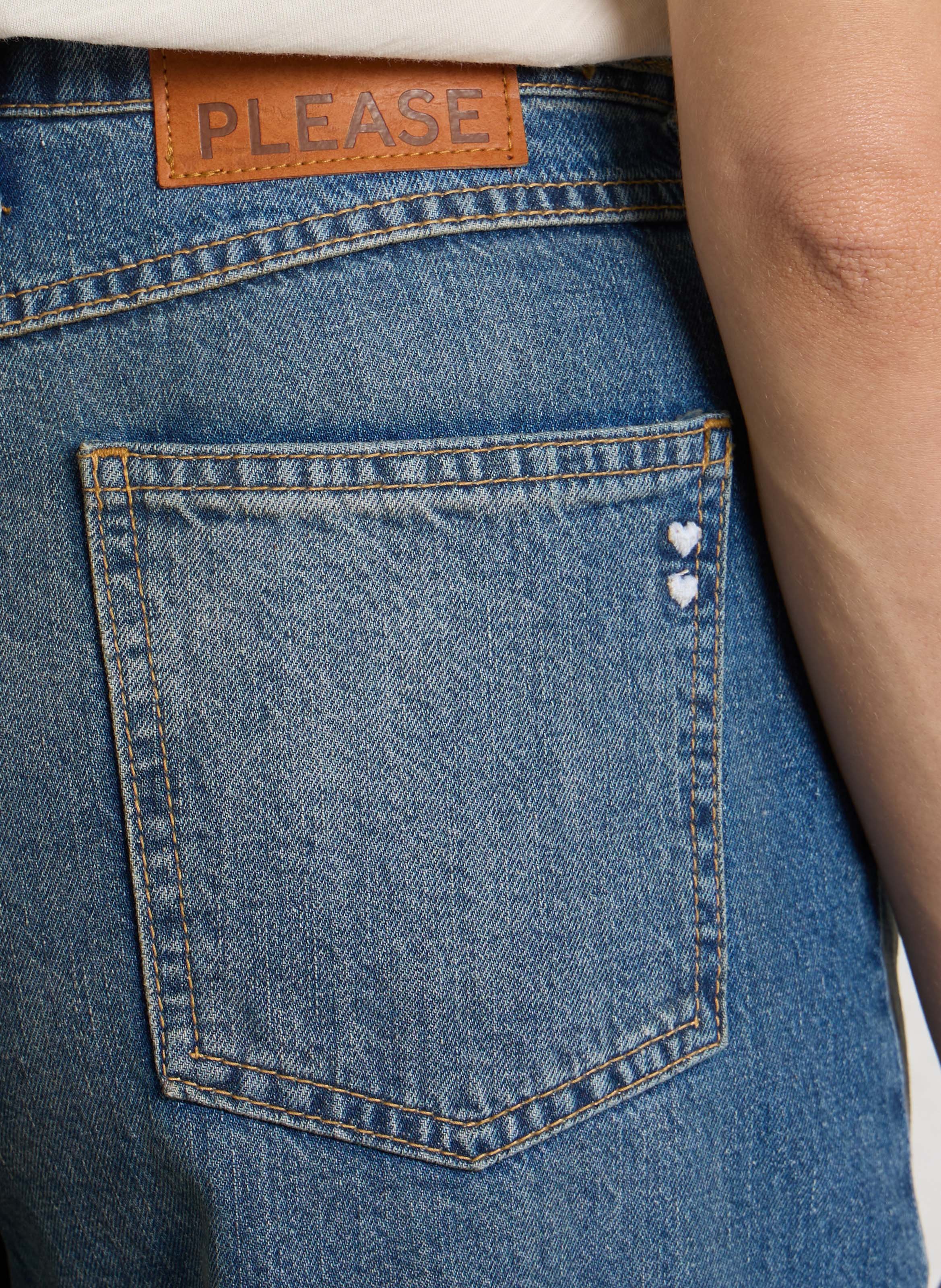 Wide-leg cotton jeans PLEASE Blue