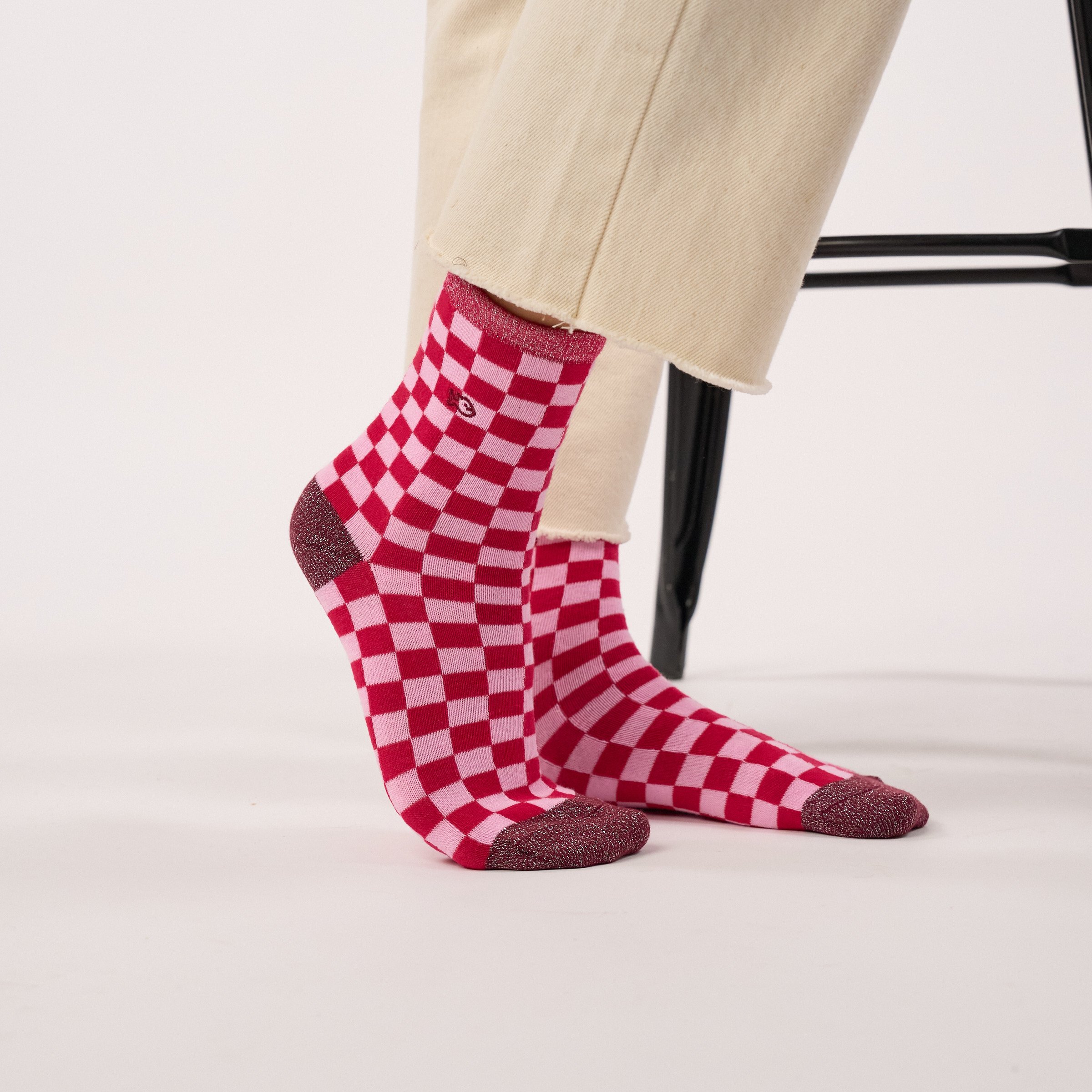 Checked combed cotton socks BILLYBELT Red