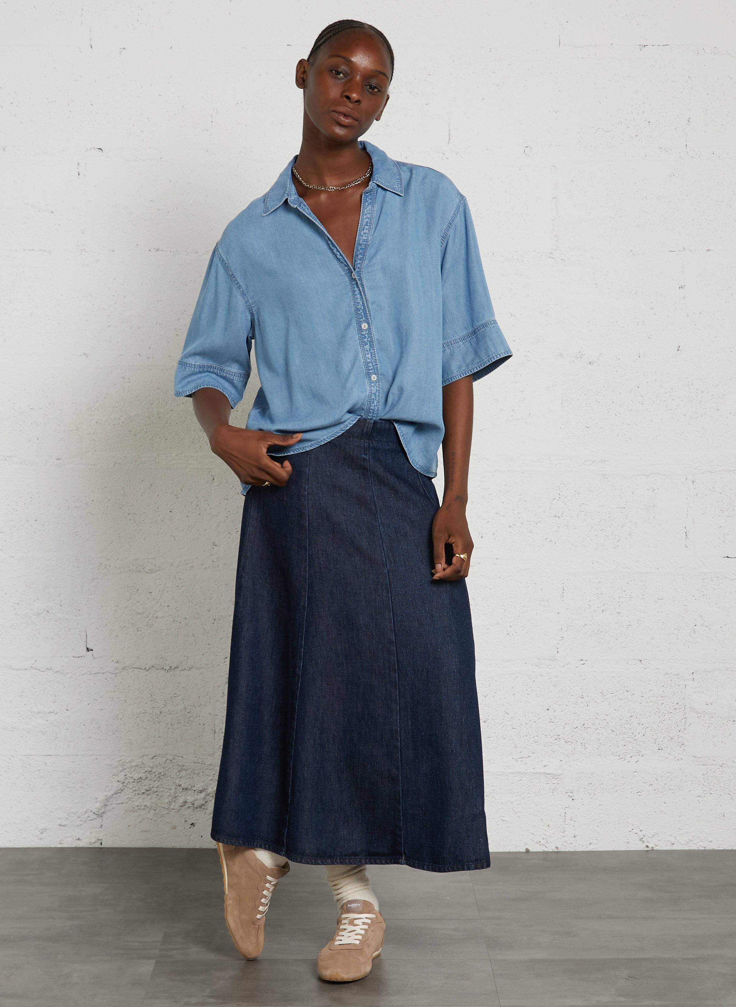 Straight-fit blouse met klassieke kraag SUD EXPRESS Blauw