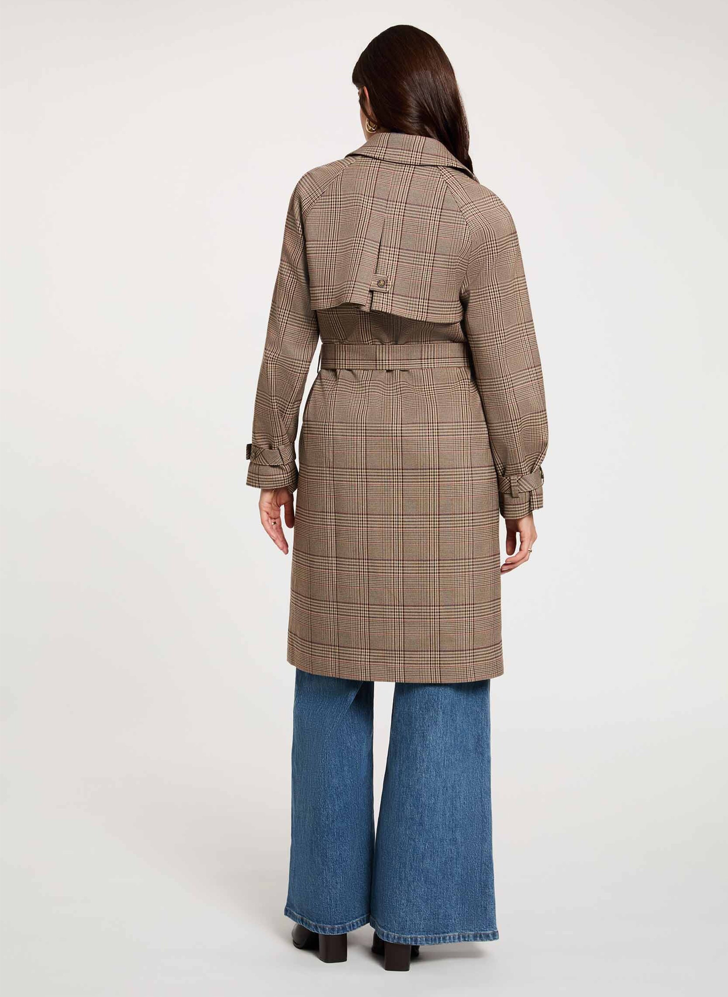 Mid-length belted checked trench coat MORGAN Multicolored