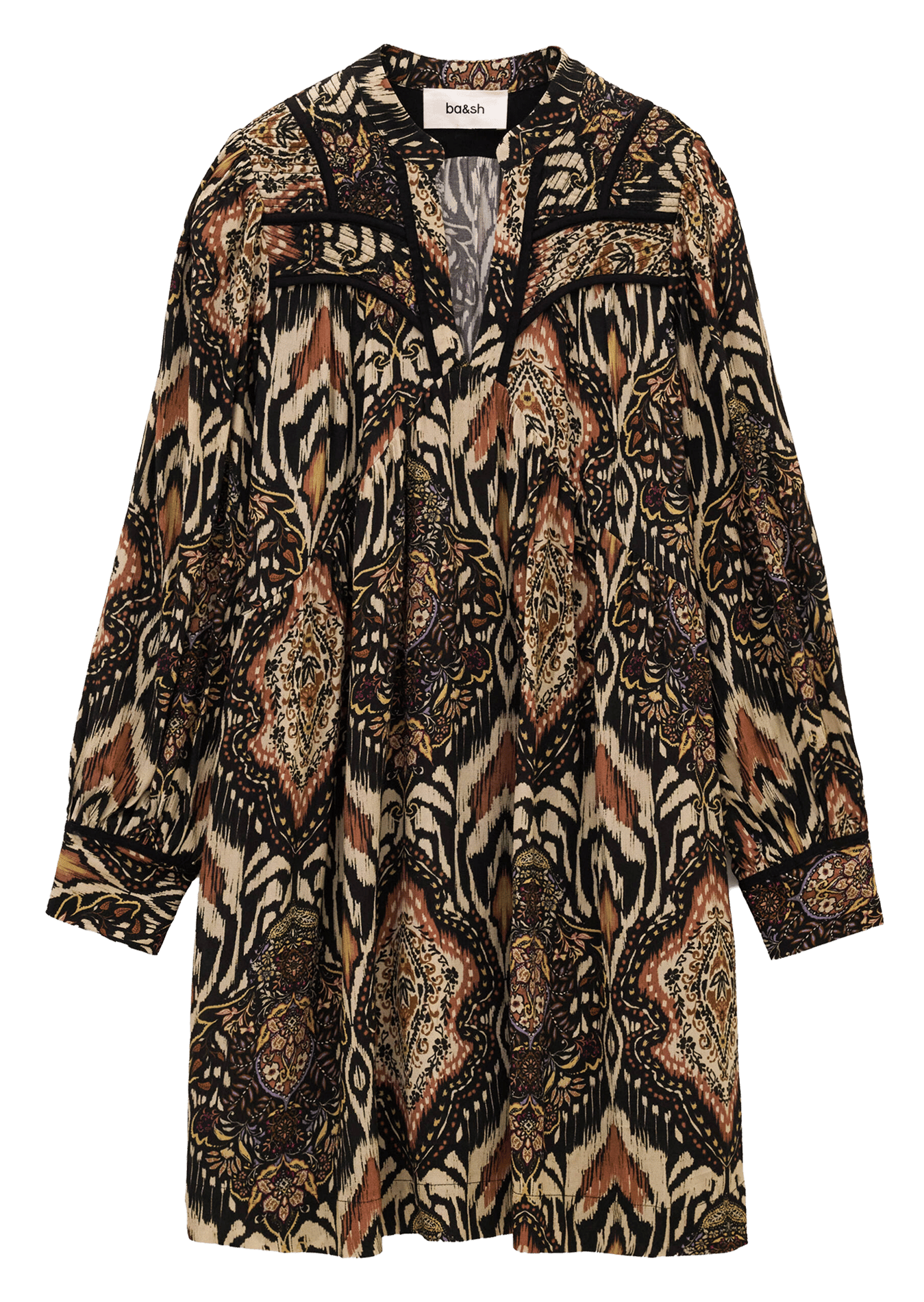 Korte jurk met Tunesische kraag en print BA&SH Zwart