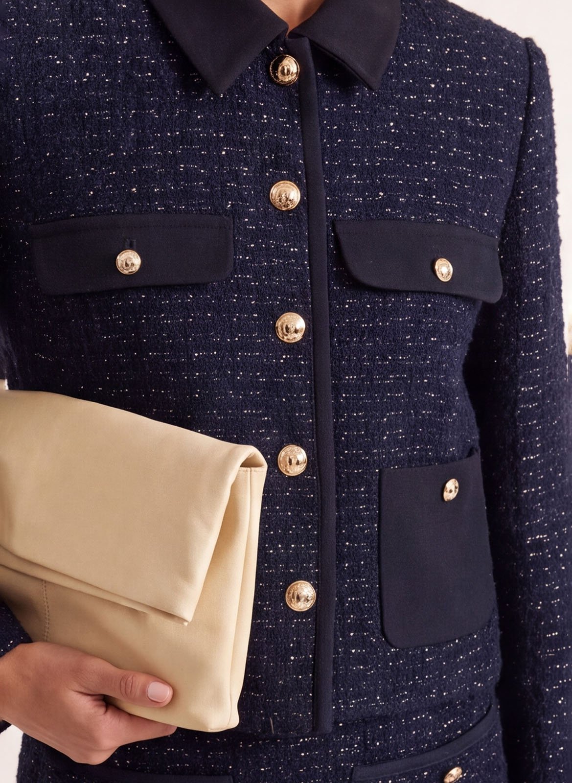 Veste courte droite en tweed KOOKAI Bleu