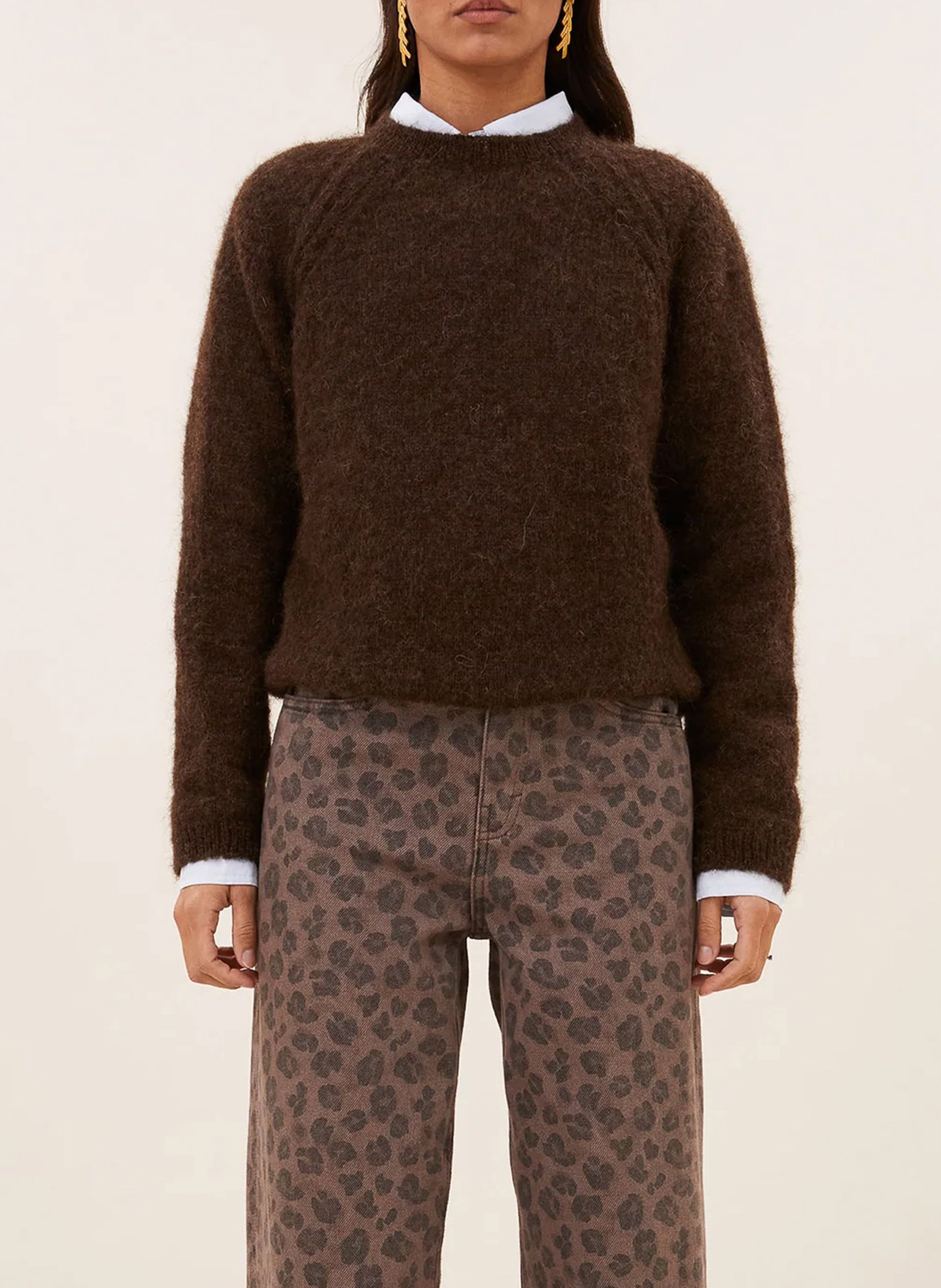 Pull oversize en laine mélangée BY BAR Marron