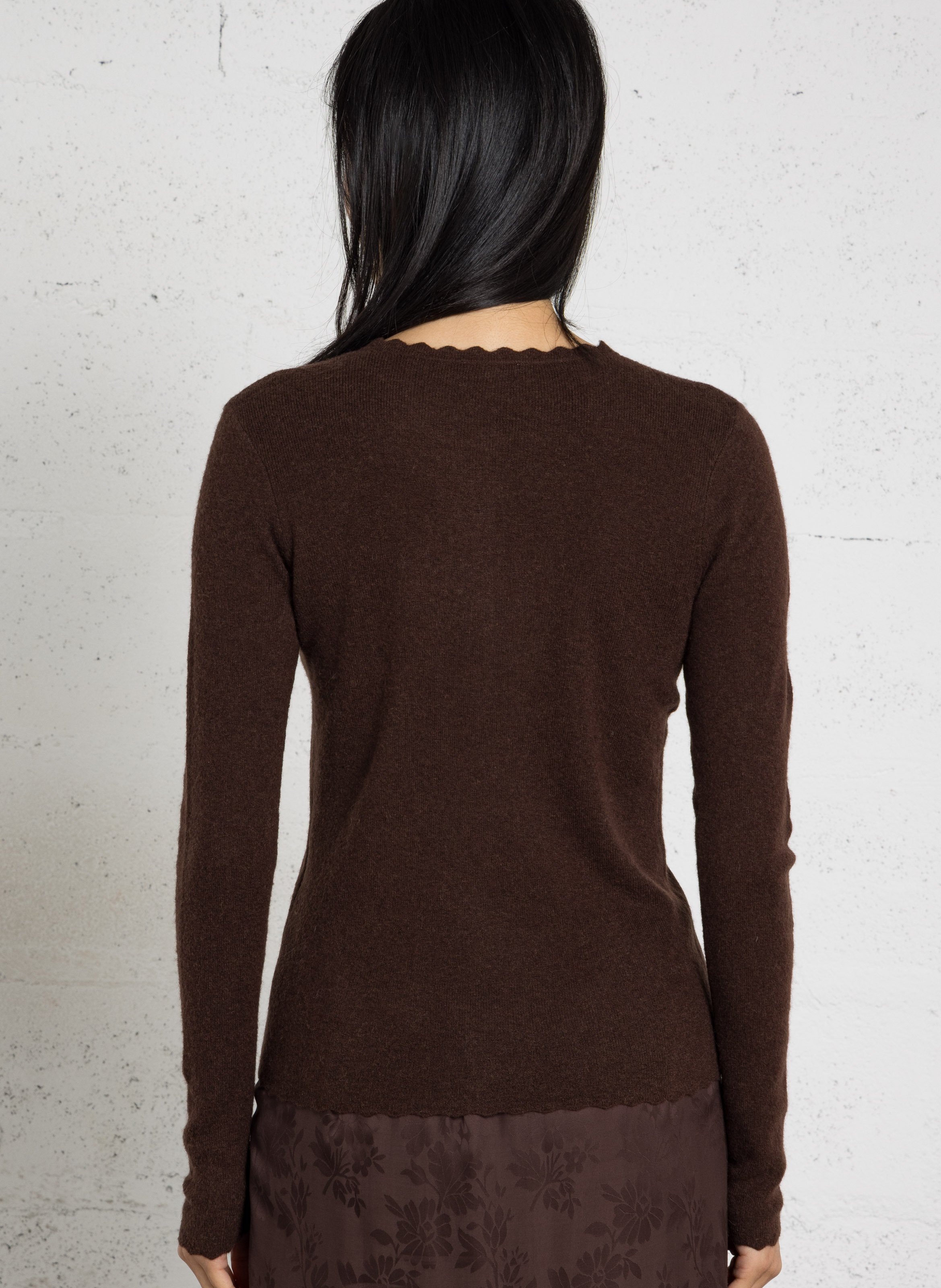 Round neck buttoned vest in plain color PETITE MENDIGOTE Brown
