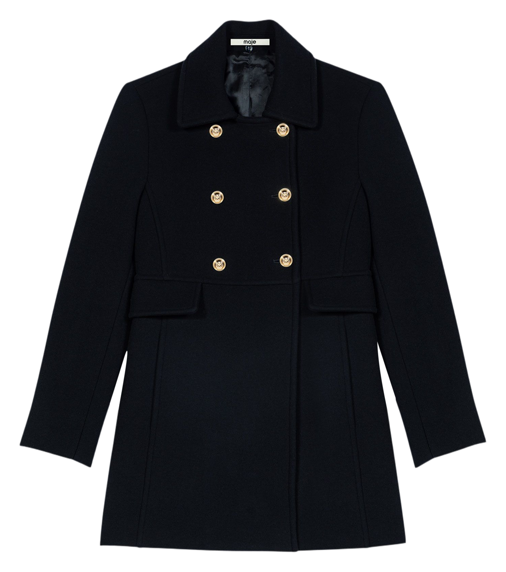 Manteau droit en laine mélangée MAJE Bleu