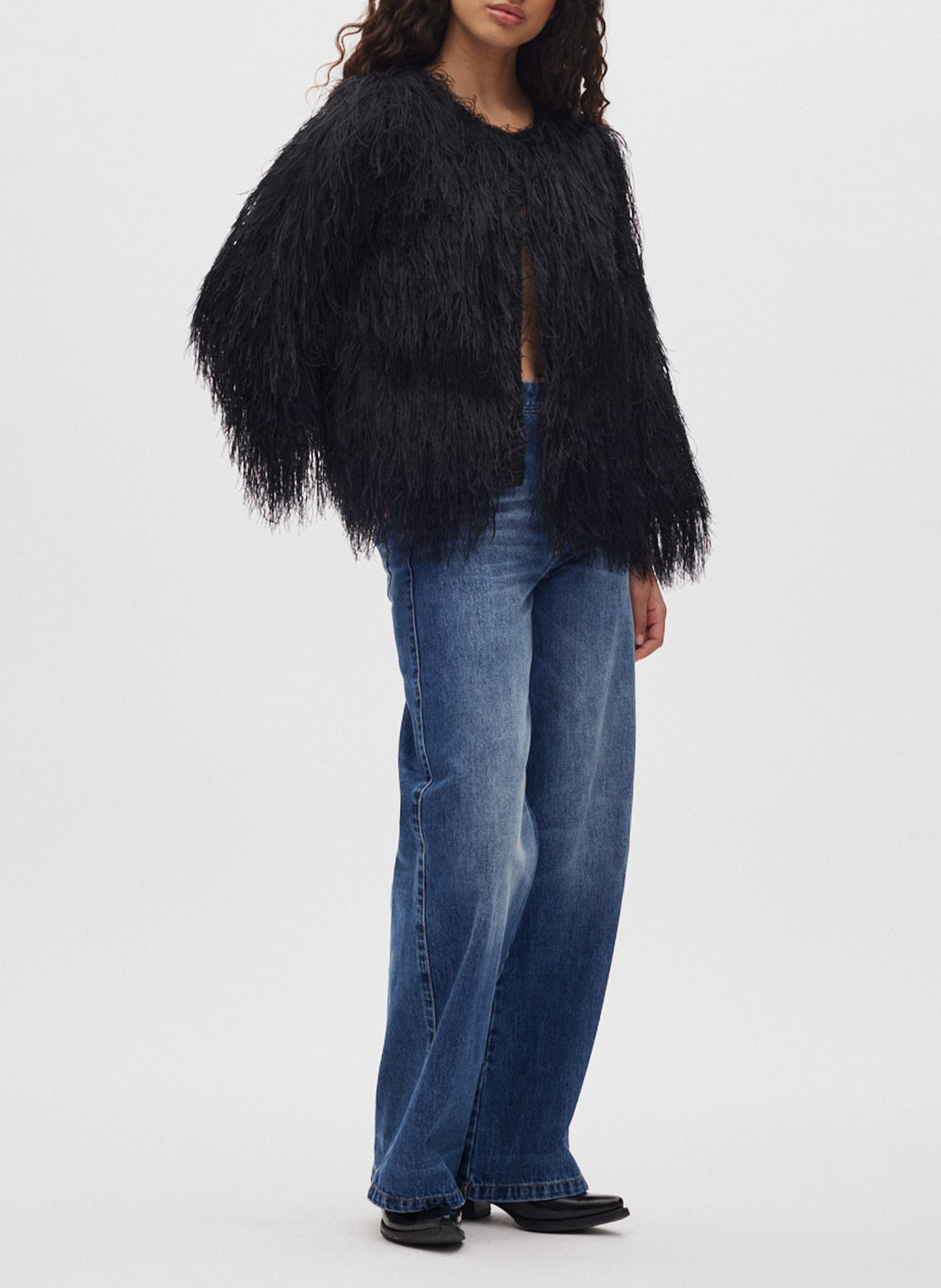 Blouse col rond effet plumes RABENS SALONER Noir