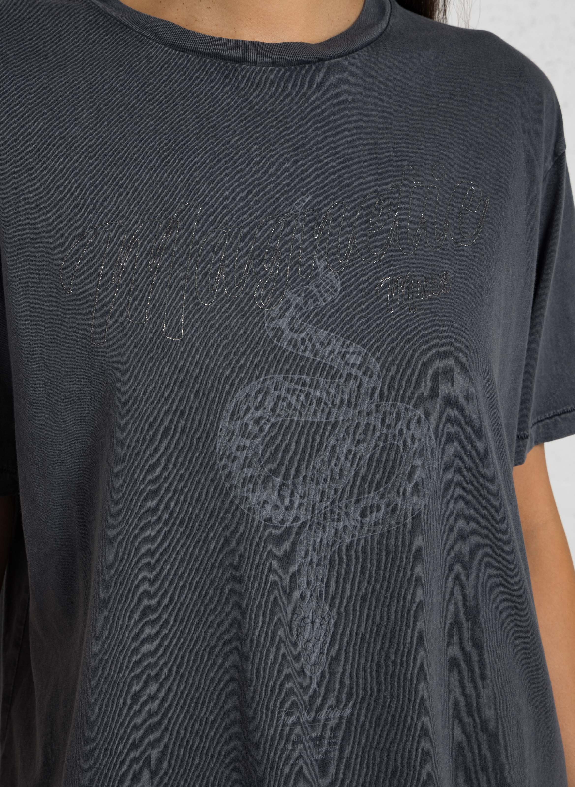 Tee-shirt large en coton IKKS Gris