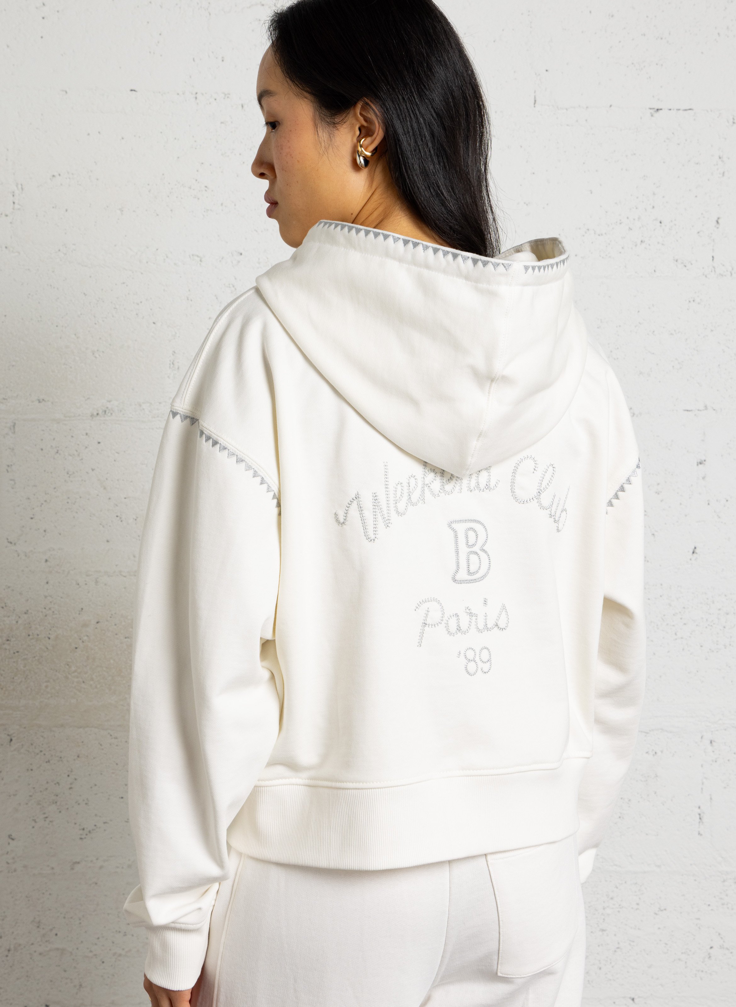 Embroidered cotton hoodie BERENICE White