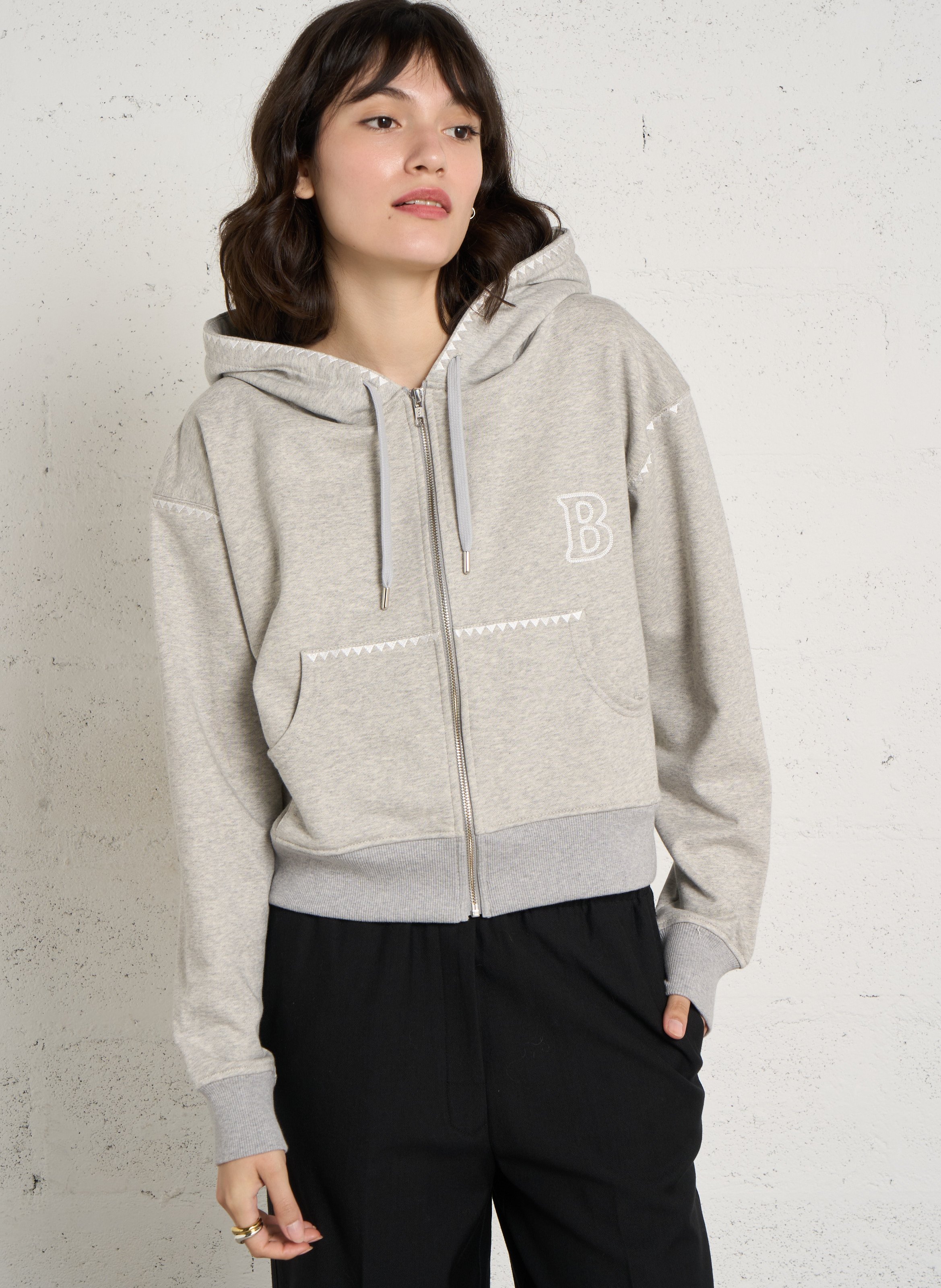 Embroidered cotton hoodie BERENICE