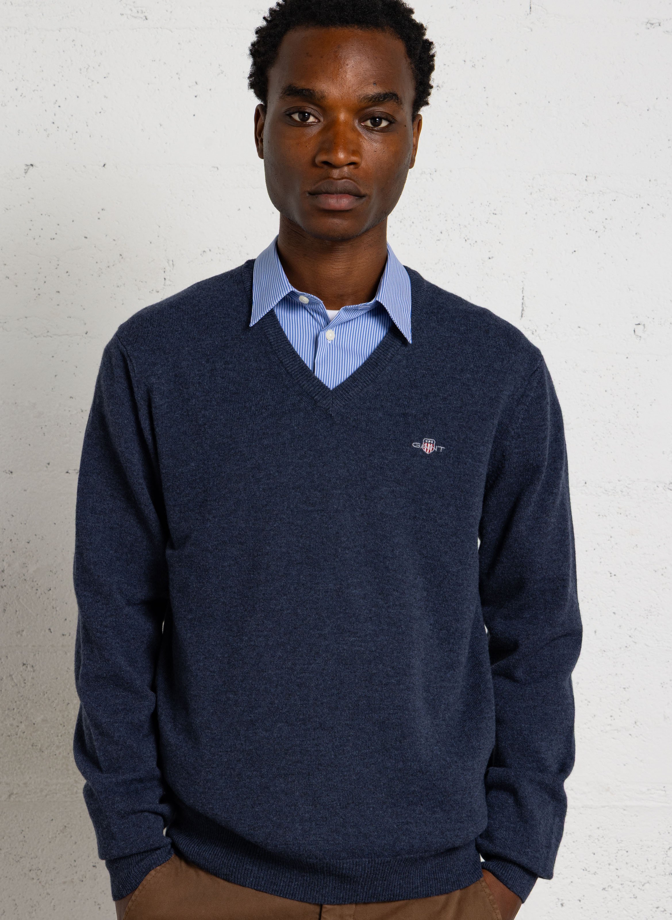 Wollpullover mit V-Ausschnitt GANT Blau